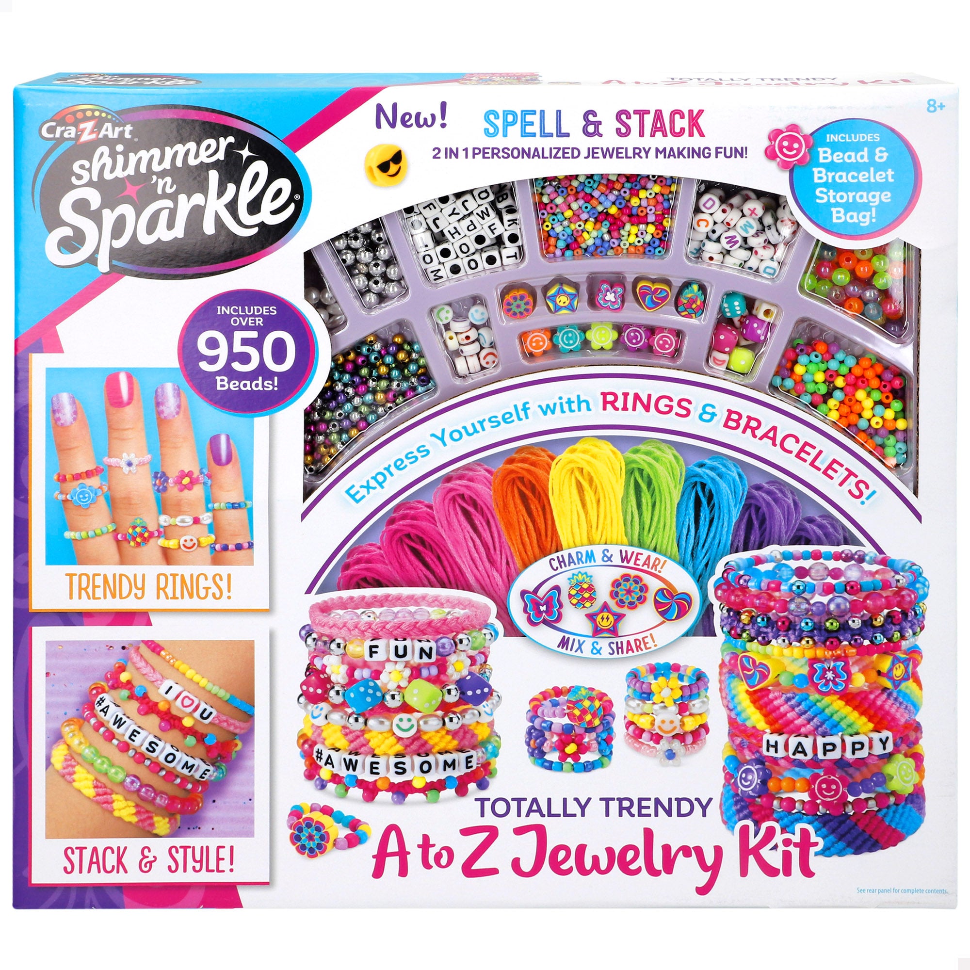Kit Shimmer 'n Sparkle para fazer pulseiras e anéis.