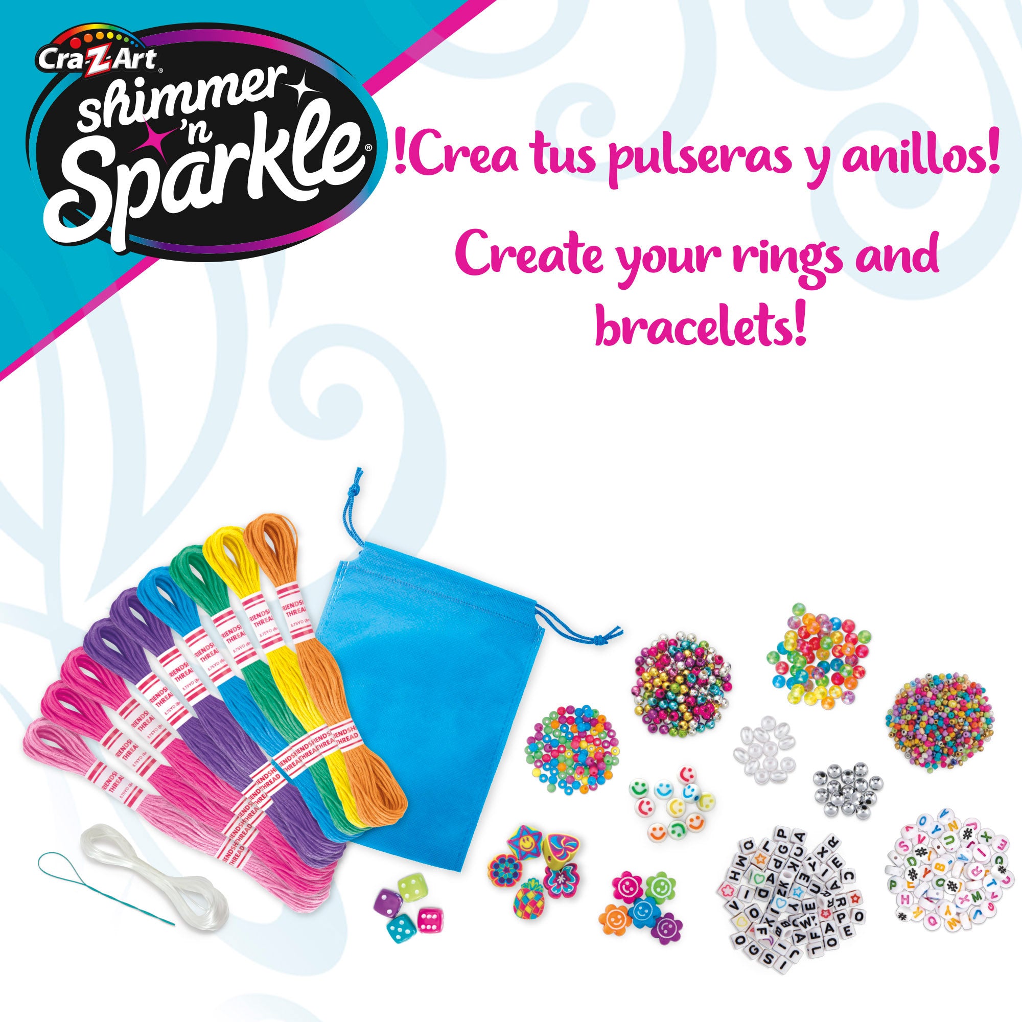 Kit Shimmer 'n Sparkle para fazer pulseiras e anéis.