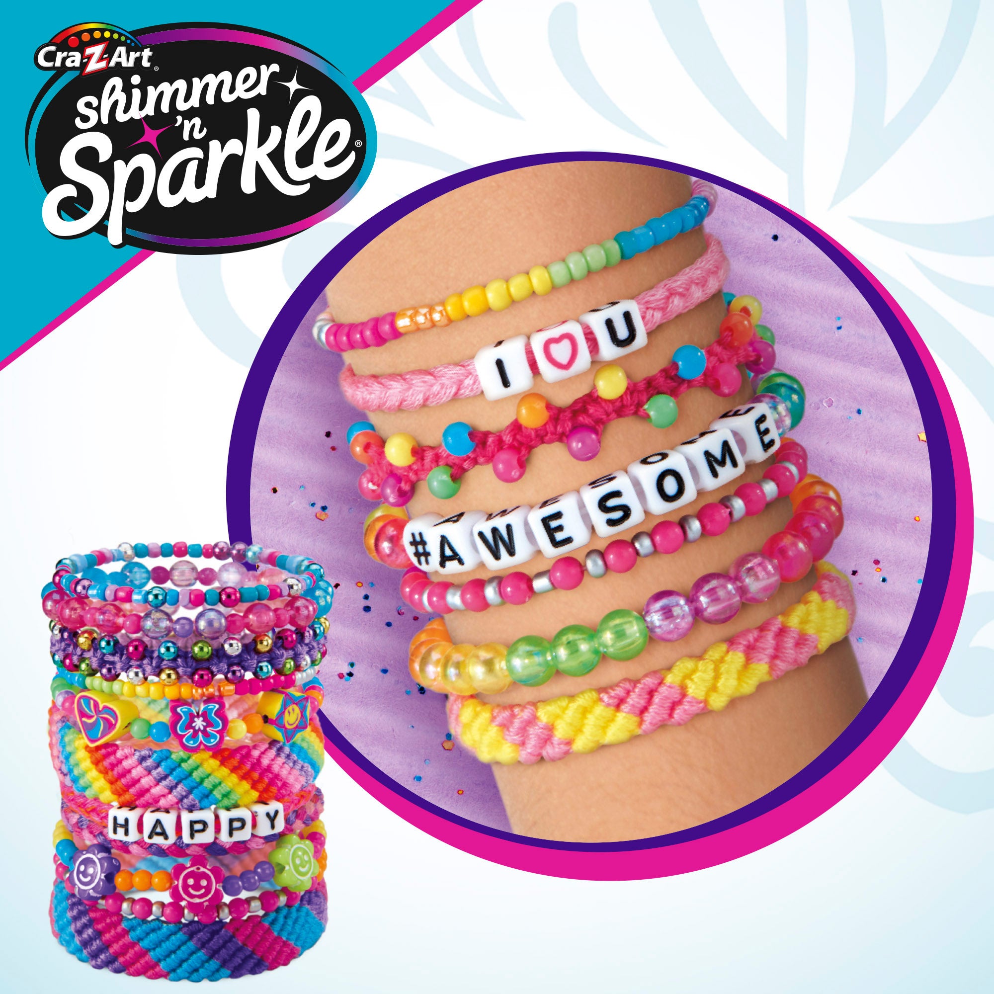 Kit Shimmer 'n Sparkle para fazer pulseiras e anéis.