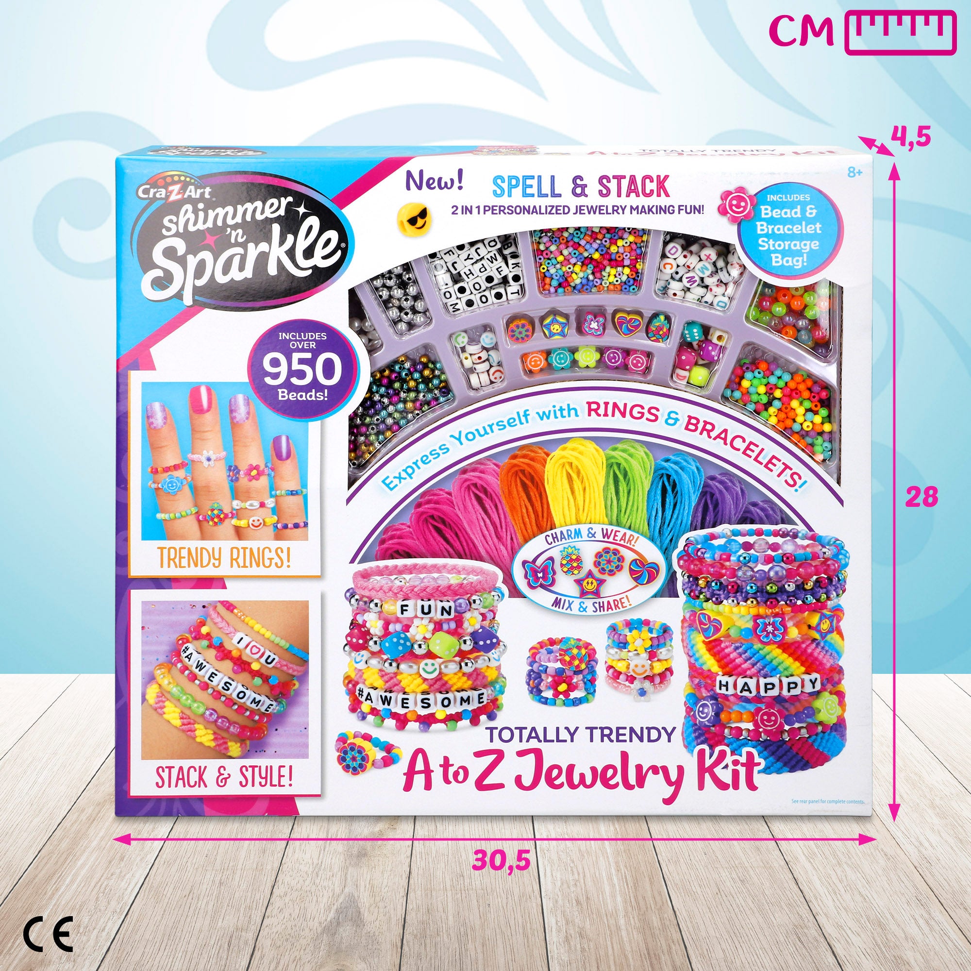 Kit Shimmer 'n Sparkle para fazer pulseiras e anéis.
