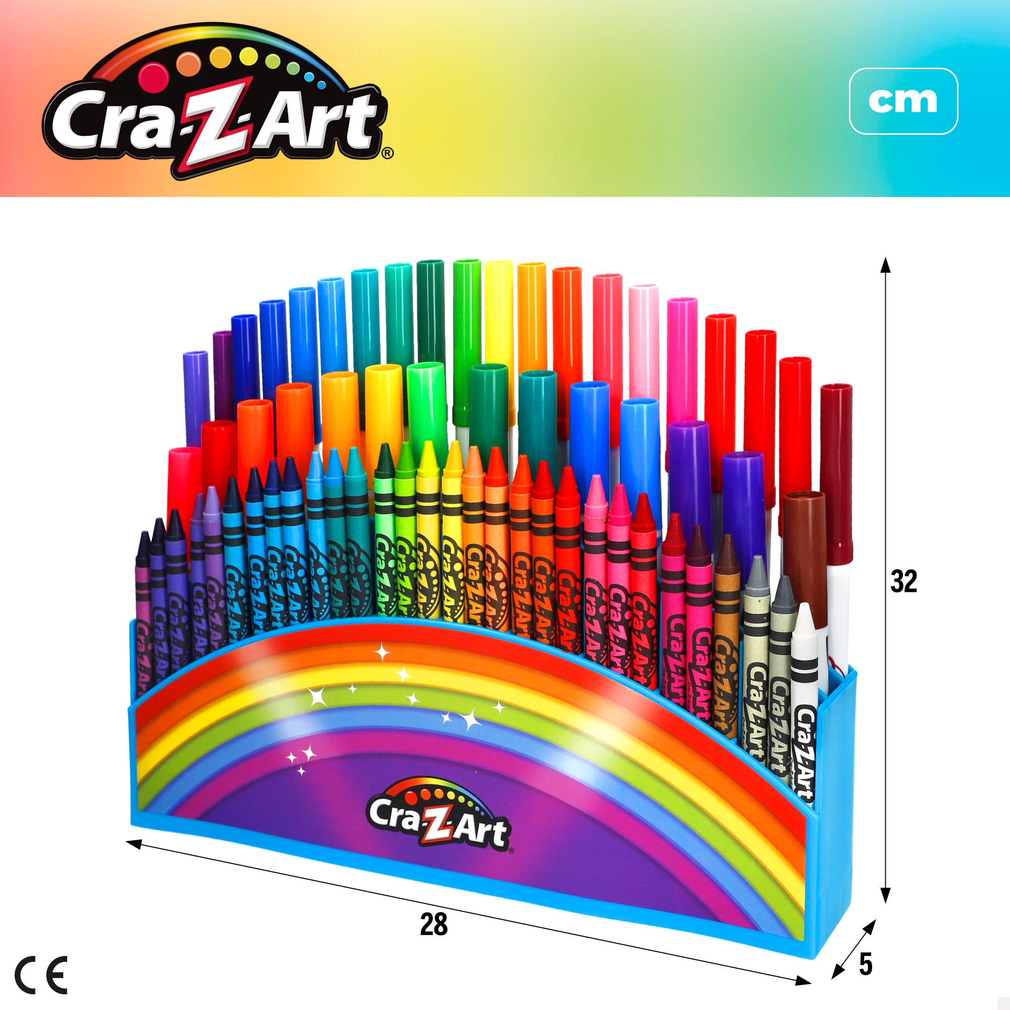 Conjunto de lápis de cera e marcadores Cra-Z-Art com 64 cores.