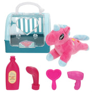 Bolsa de transporte de peluche de unicórnio Go Go Friends com acessórios variados