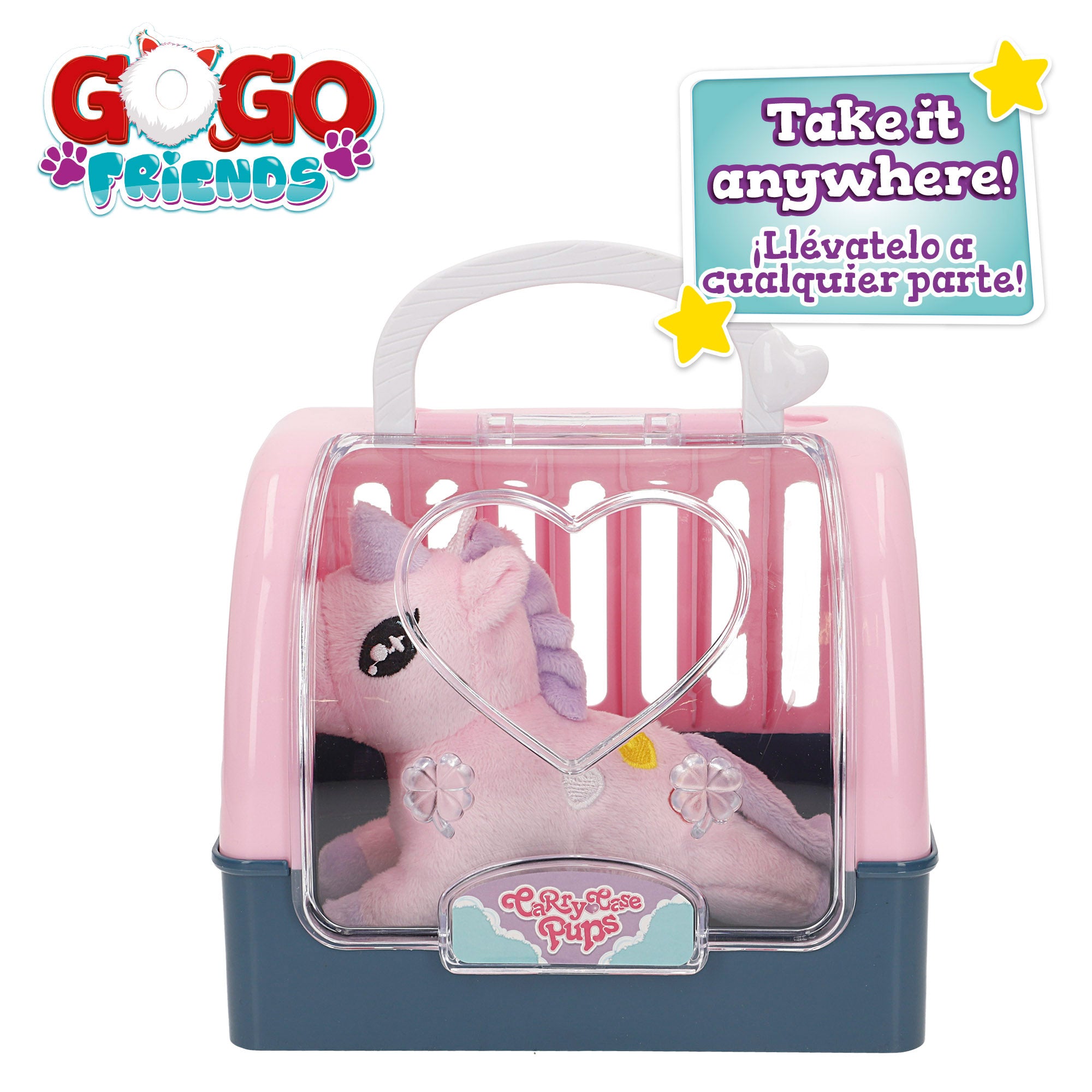 Bolsa de transporte de peluche de unicórnio Go Go Friends com acessórios variados