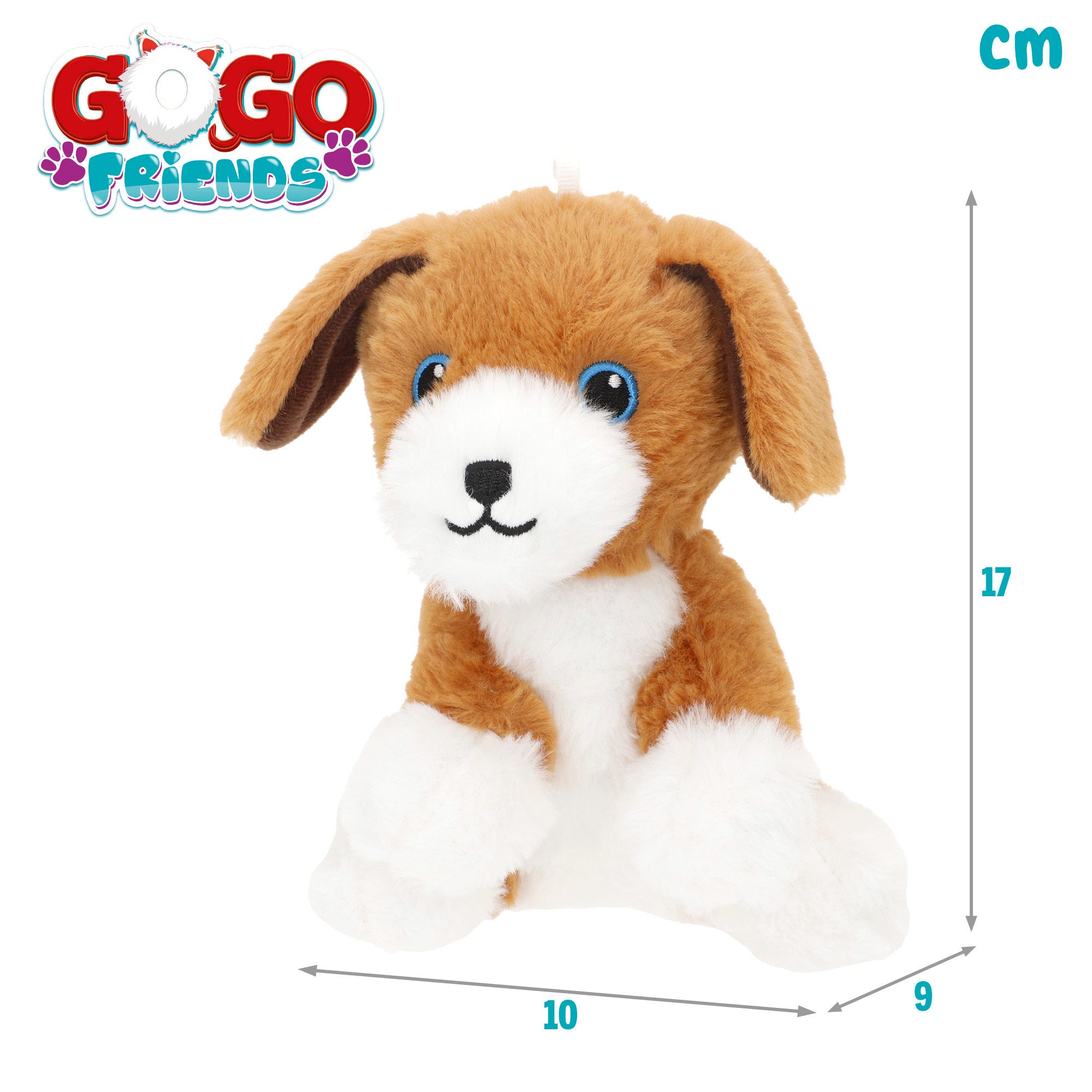 Cão de peluche com bolsa e acessórios, da linha Go Go Friends Veterinário.