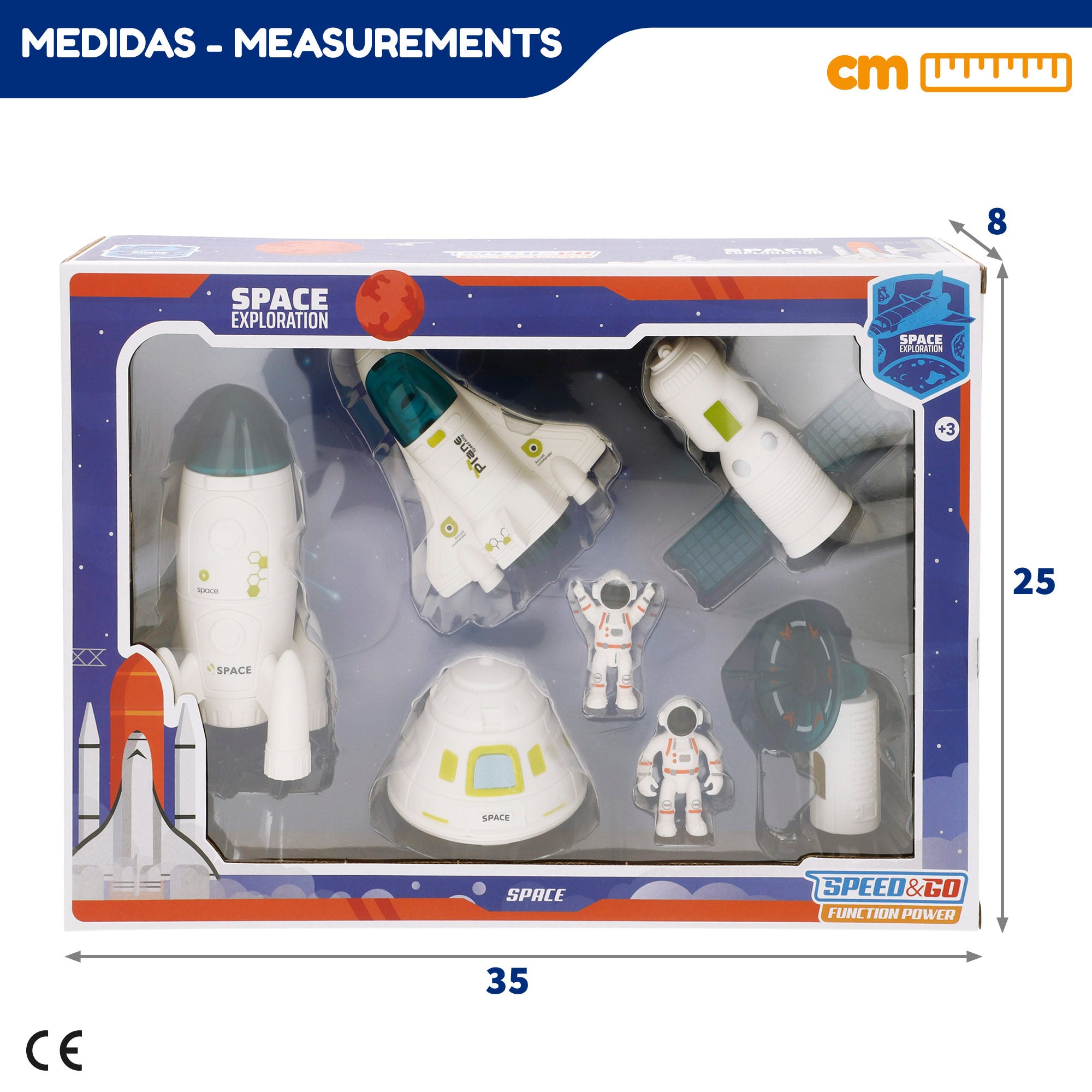 Conjunto de brinquedo espacial Speed&amp; Go de 7 peças