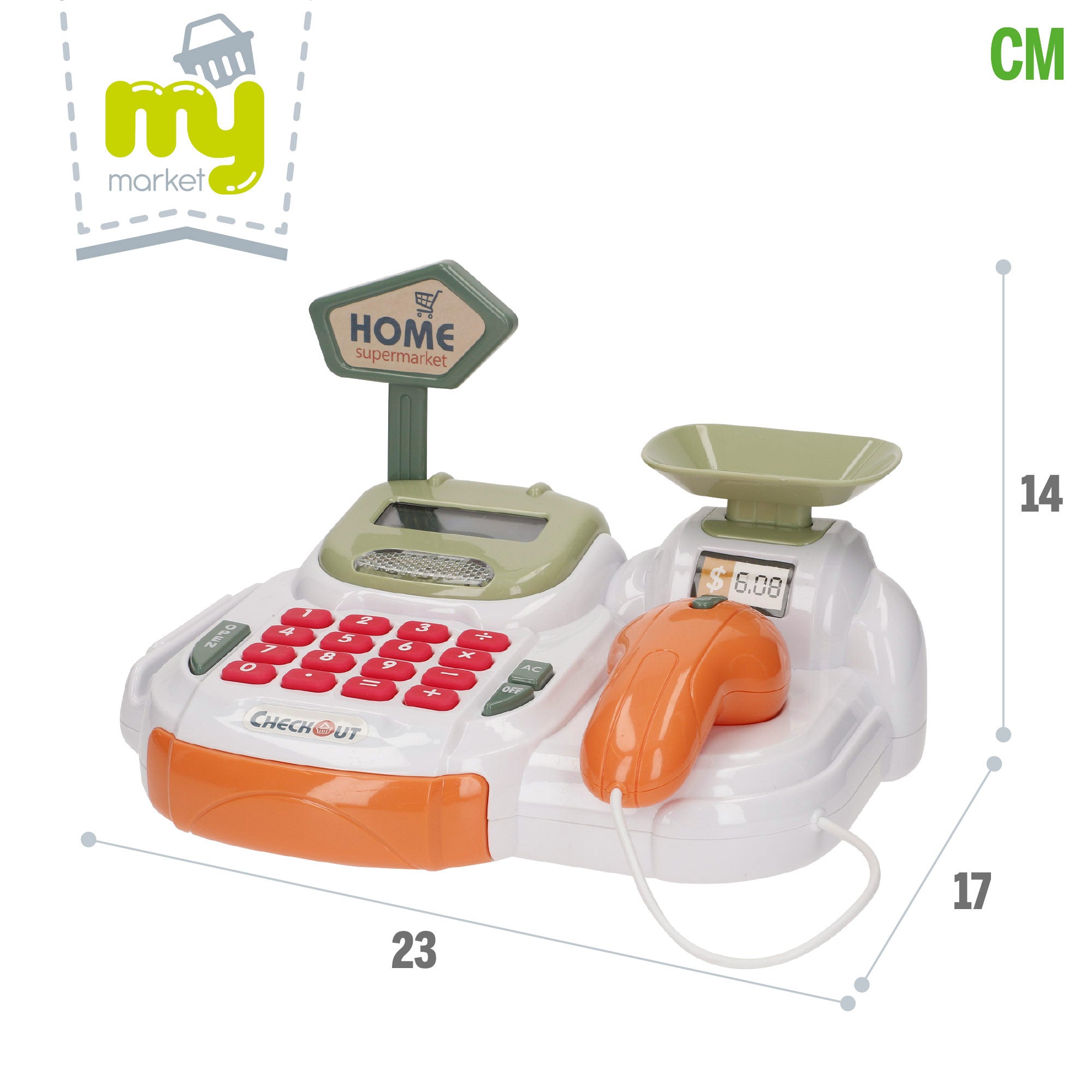 Caixa registadora interativa para casa com luz e som.