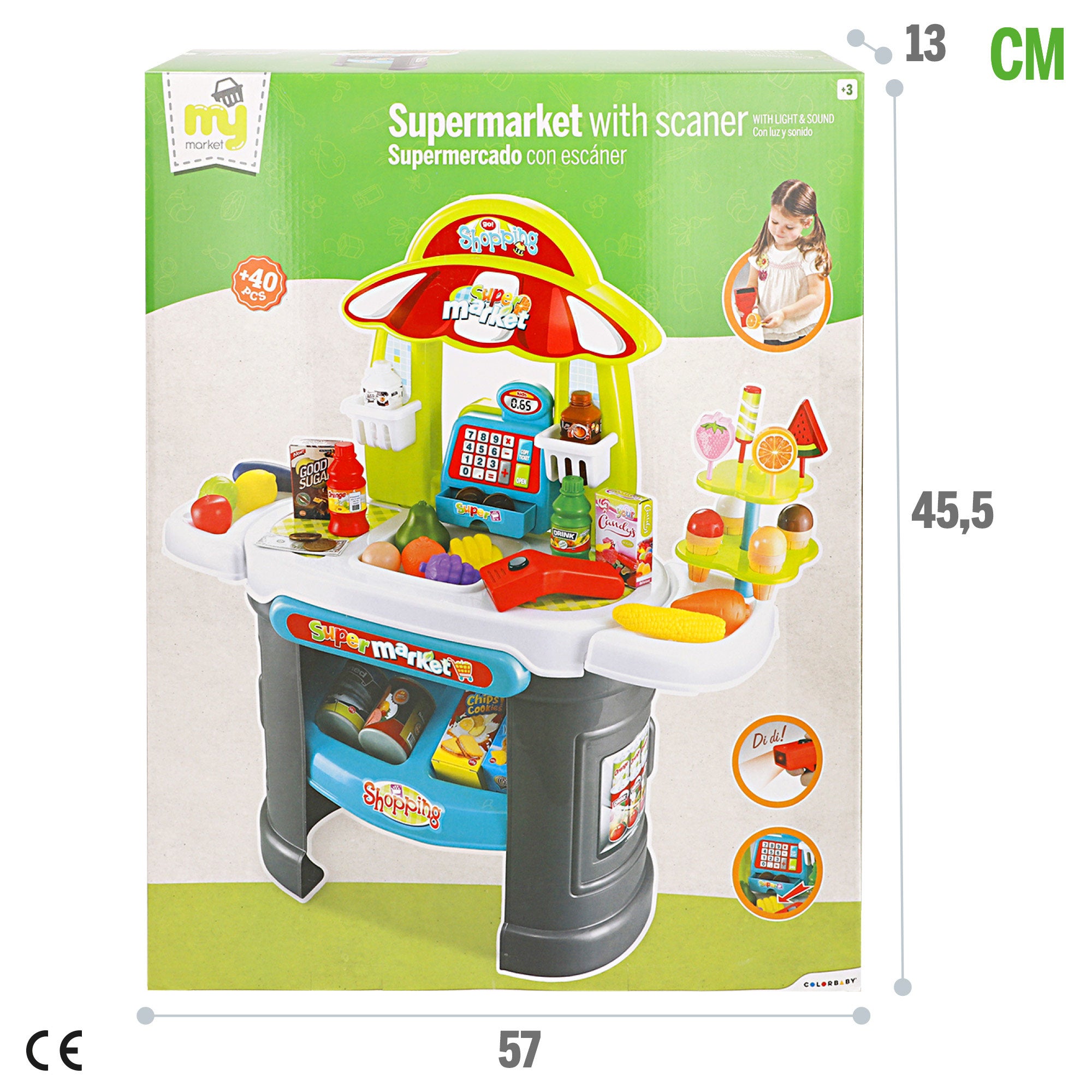 O meu supermercado doméstico com luzes, som e acessórios.