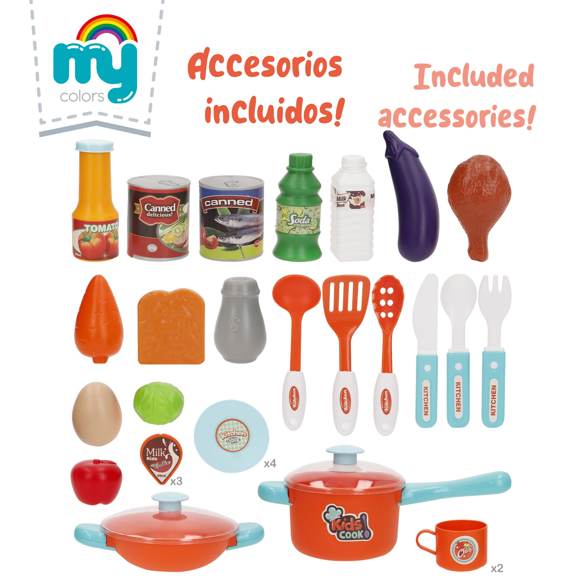 Cozinha elétrica de brincar com luz, som e acessórios 78x28x87 cm My Home