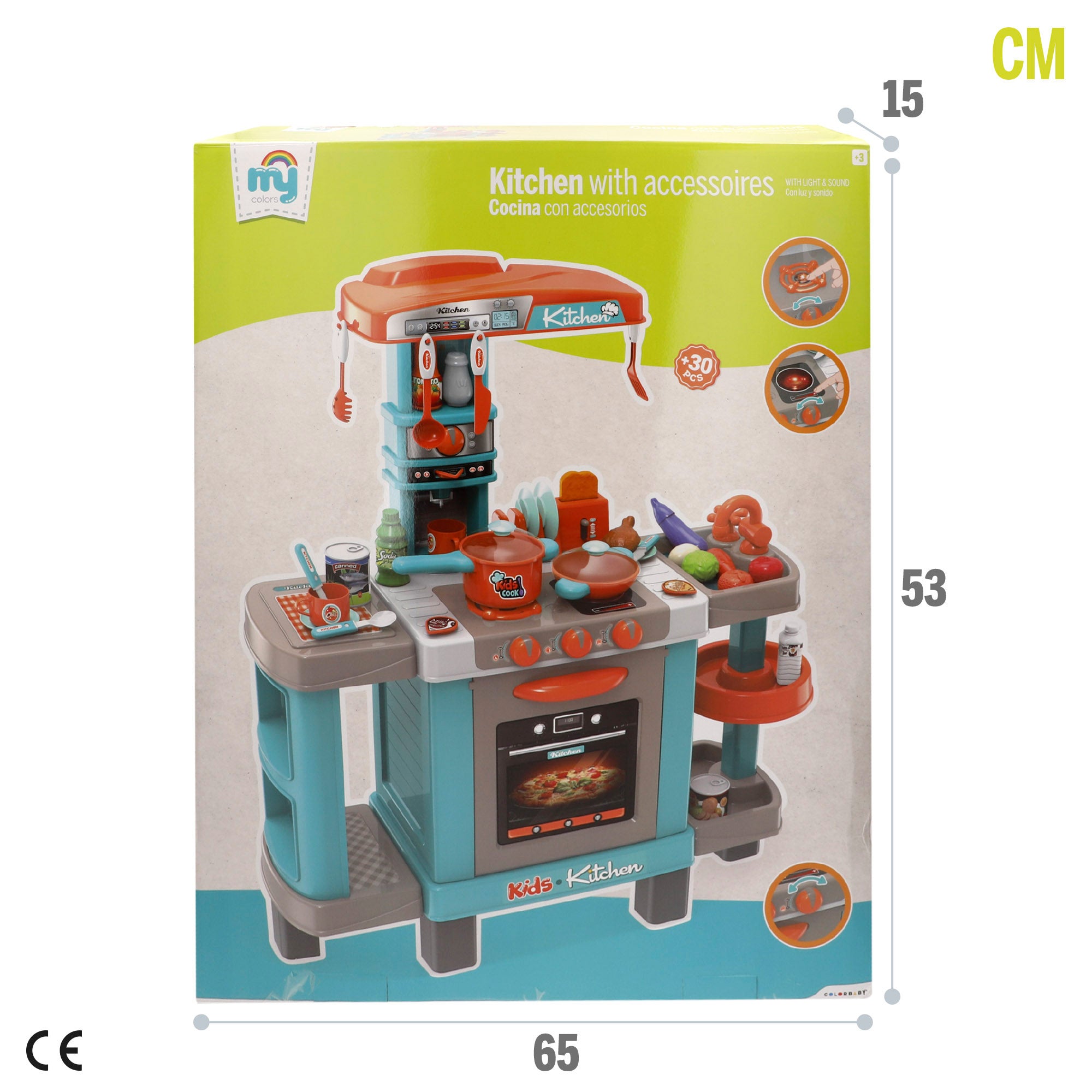 Cozinha elétrica de brincar com luz, som e acessórios 78x28x87 cm My Home