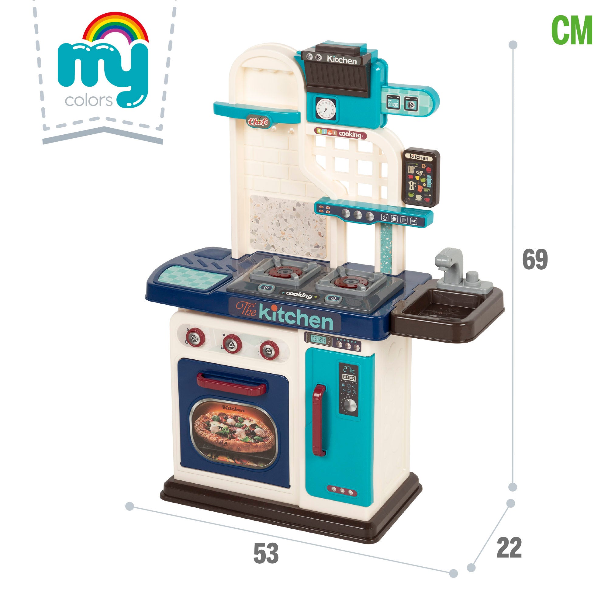 Cozinha de brinquedo elétrica com luz, som e acessórios 53x22x69 cm My Home