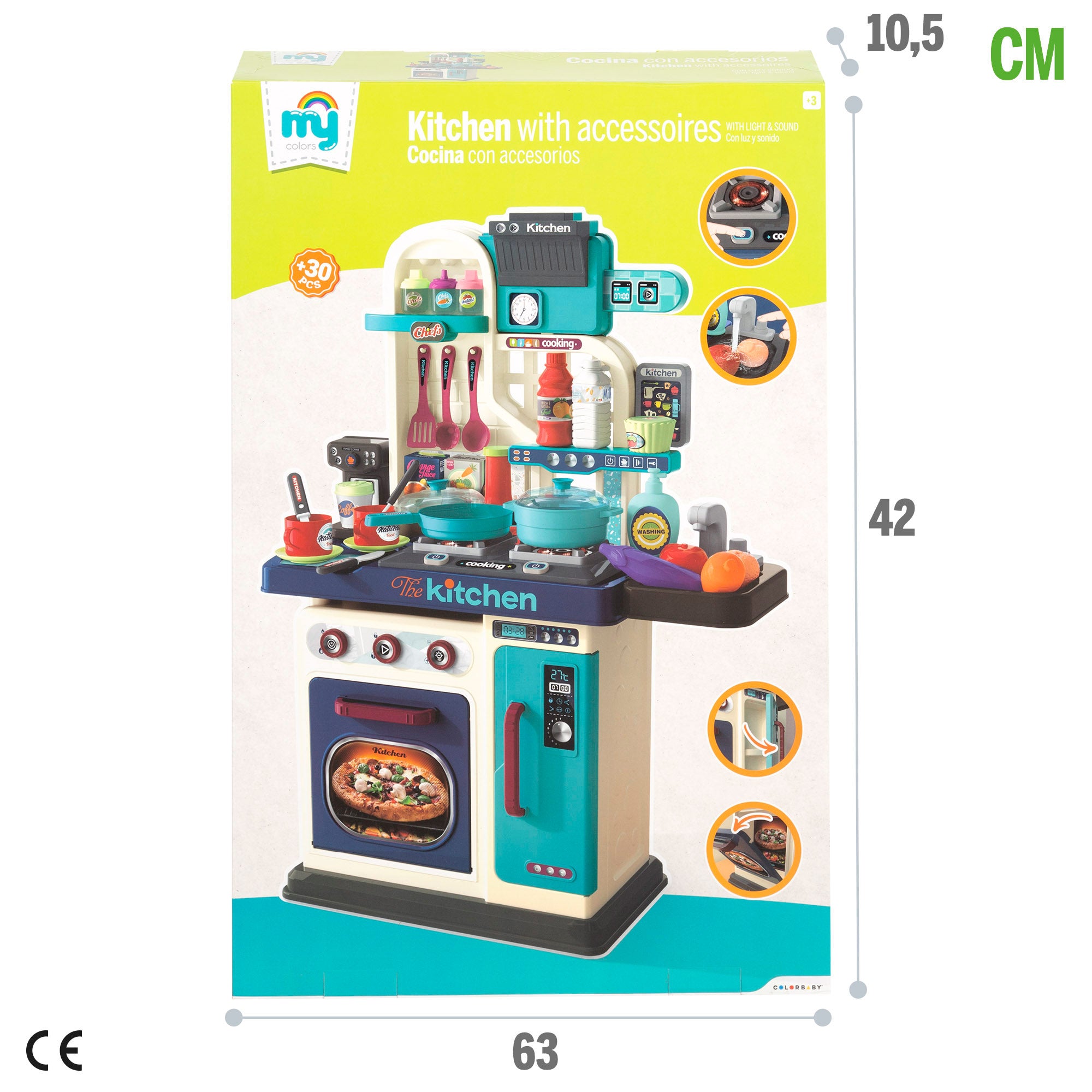 Cozinha de brinquedo elétrica com luz, som e acessórios 53x22x69 cm My Home