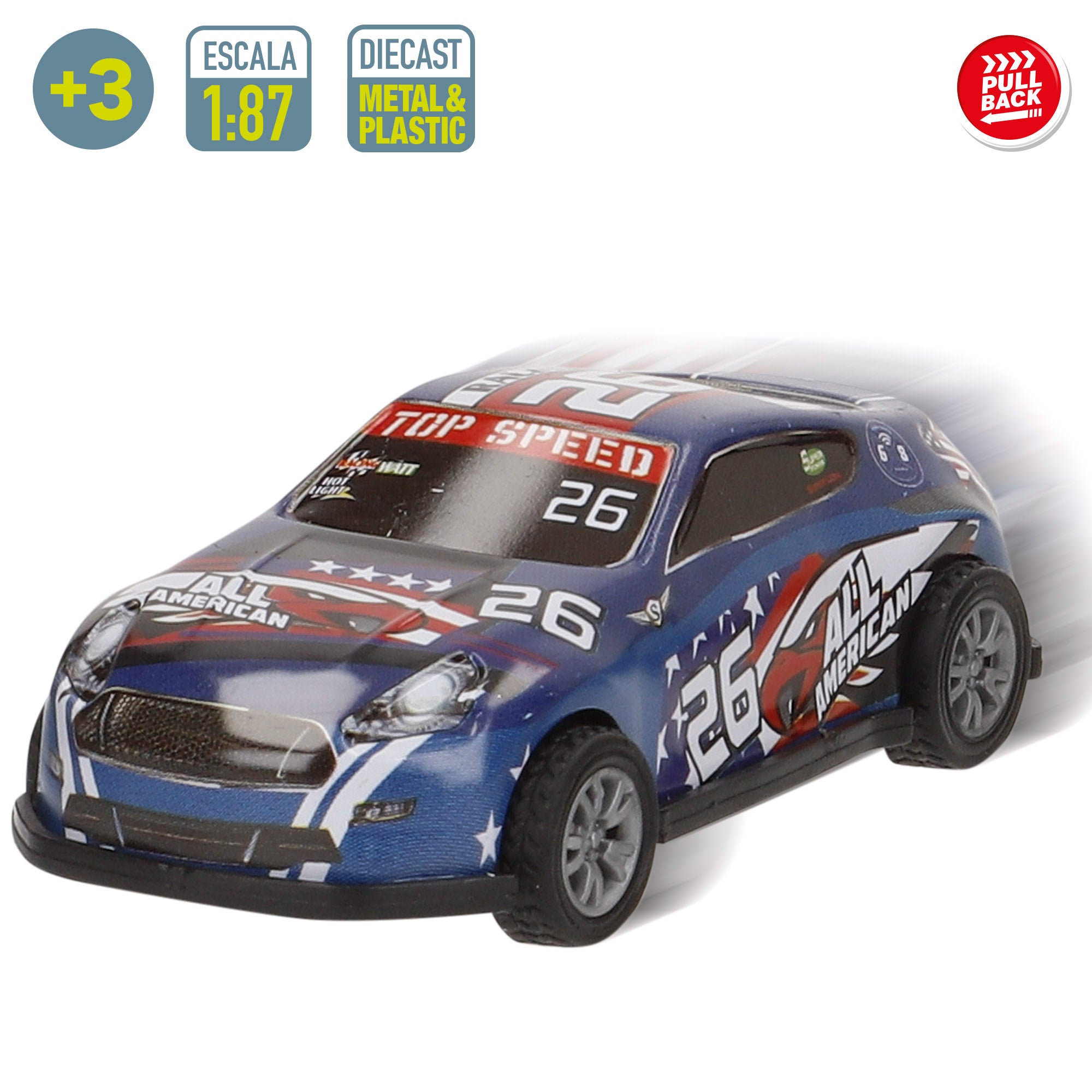 Circuito urbano Speed ​​​​&amp; Go com veículos de fricção à escala 1:87 e sinais de trânsito.