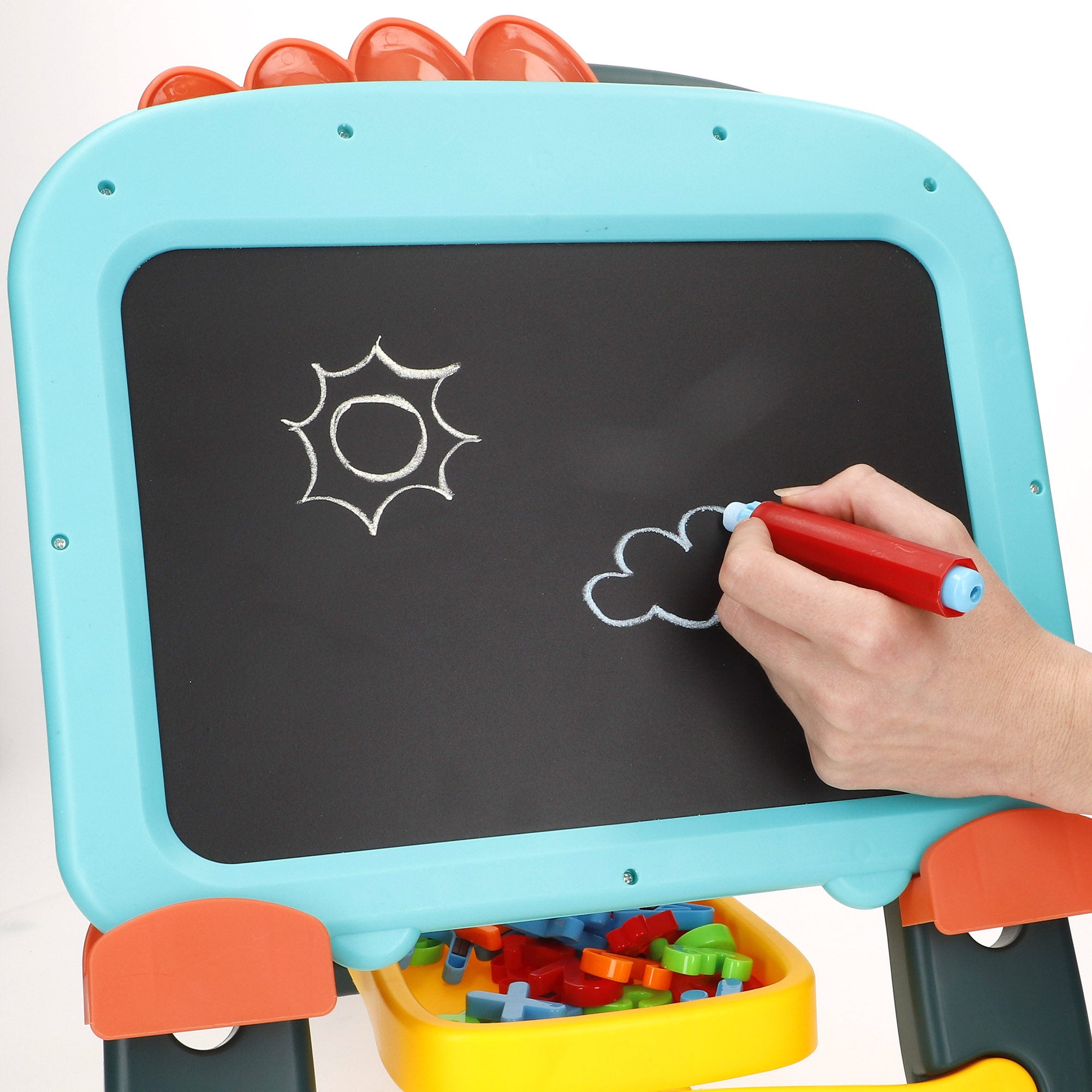 Quadro branco magnético 2 em 1 Good Idea com altura ajustável e acessórios.