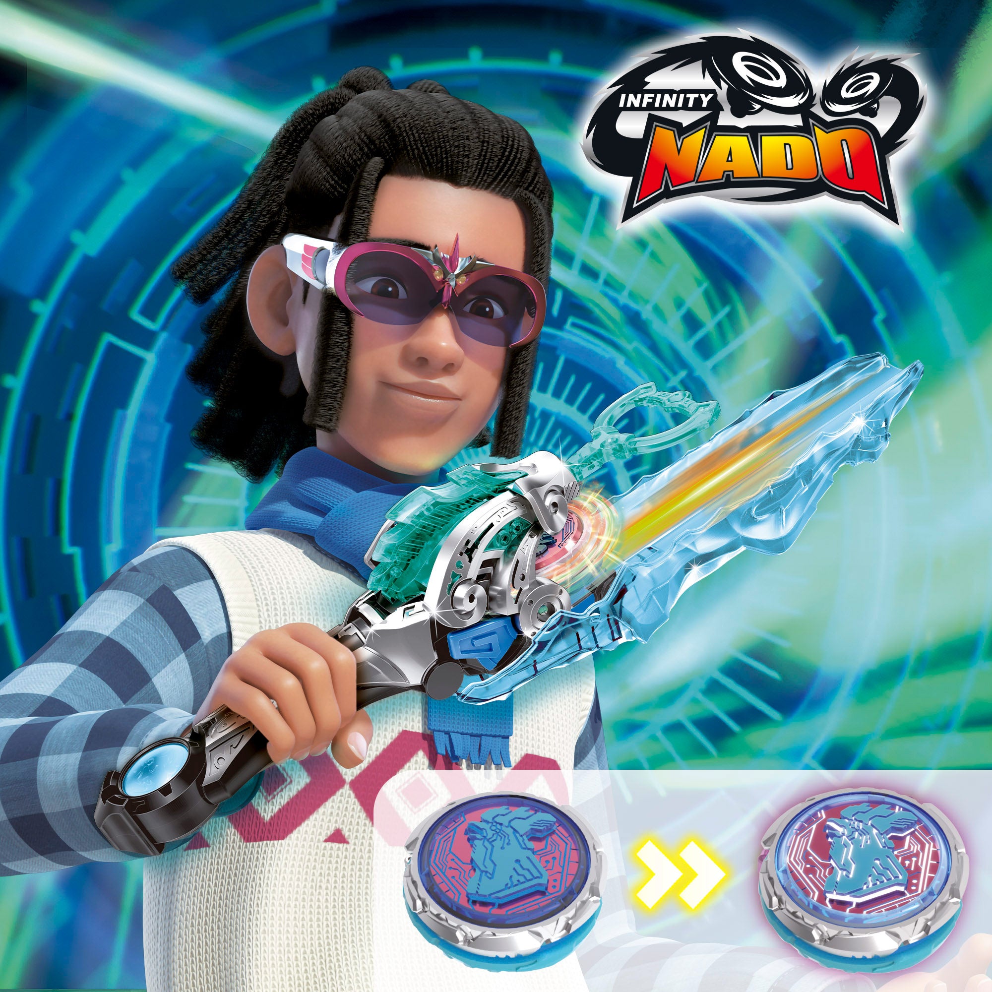 Conjunto Infinity Nado Avançado com Espada e Pião Fénix Dourado