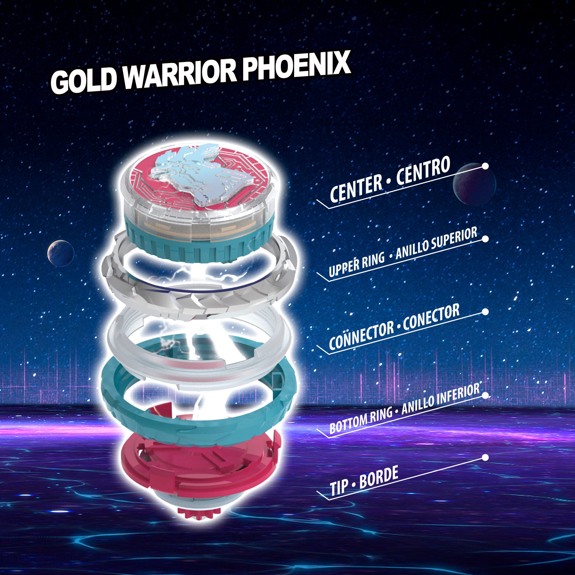 Conjunto Infinity Nado Avançado com Espada e Pião Fénix Dourado