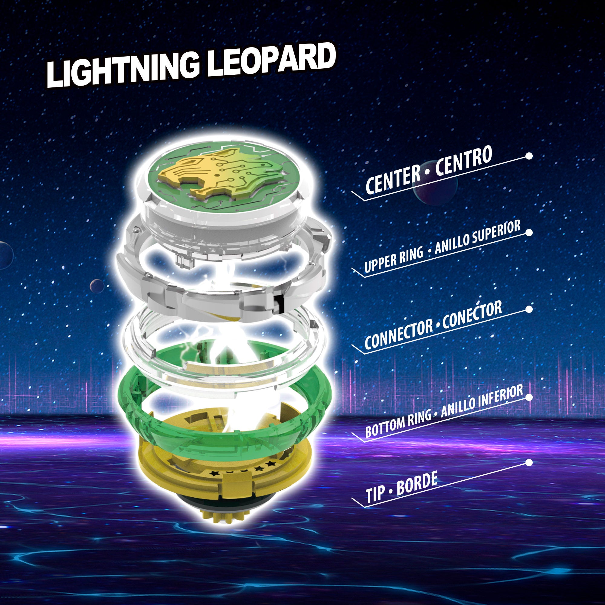 Conjunto Infinity Nado Superior com Espada e Pião Leopardo Relâmpago