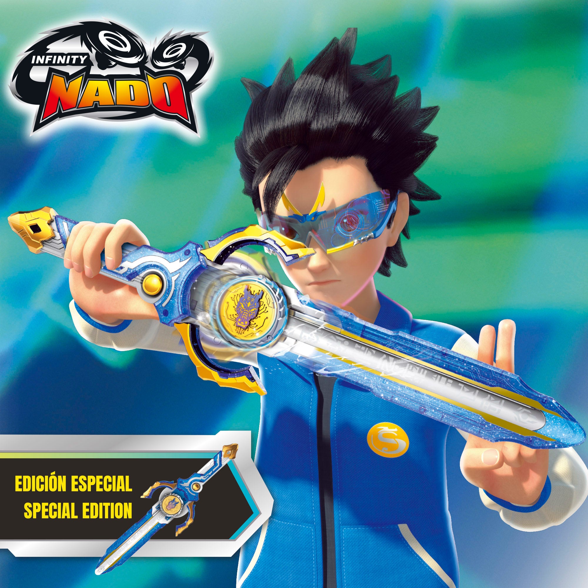 Pacote de pião Infinity Nado com lançador de espada Fury Wave Dragon