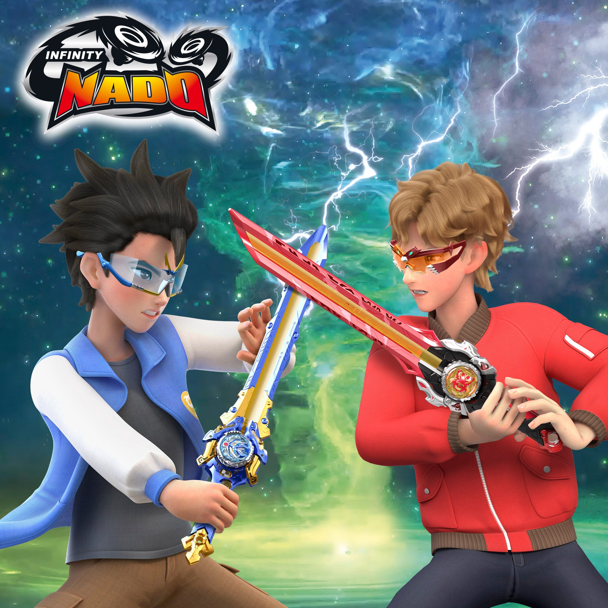 Pacote de pião Infinity Nado com lançador de espada Fury Wave Dragon