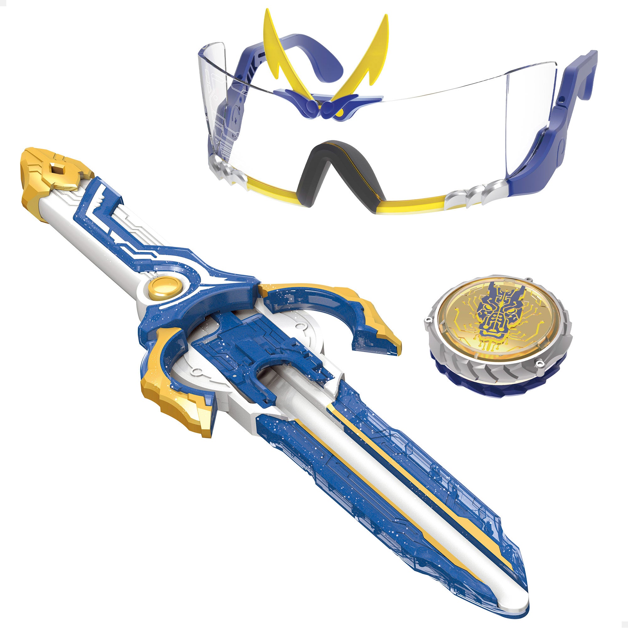 Conjunto Infinity Nado: óculos de hiperdimensão, espada e pião Dragão de Água.