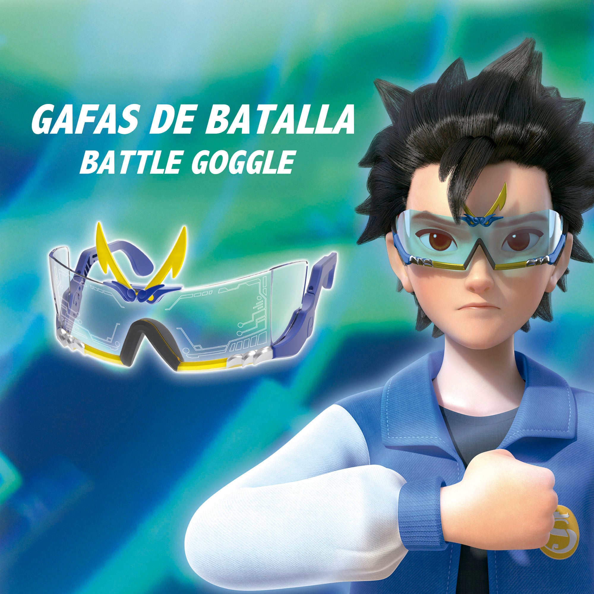 Conjunto Infinity Nado: óculos de hiperdimensão, espada e pião Dragão de Água.