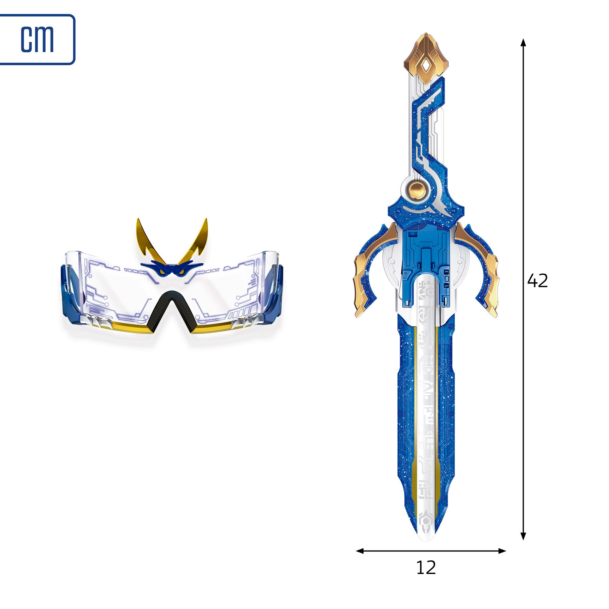 Conjunto Infinity Nado: óculos de hiperdimensão, espada e pião Dragão de Água.