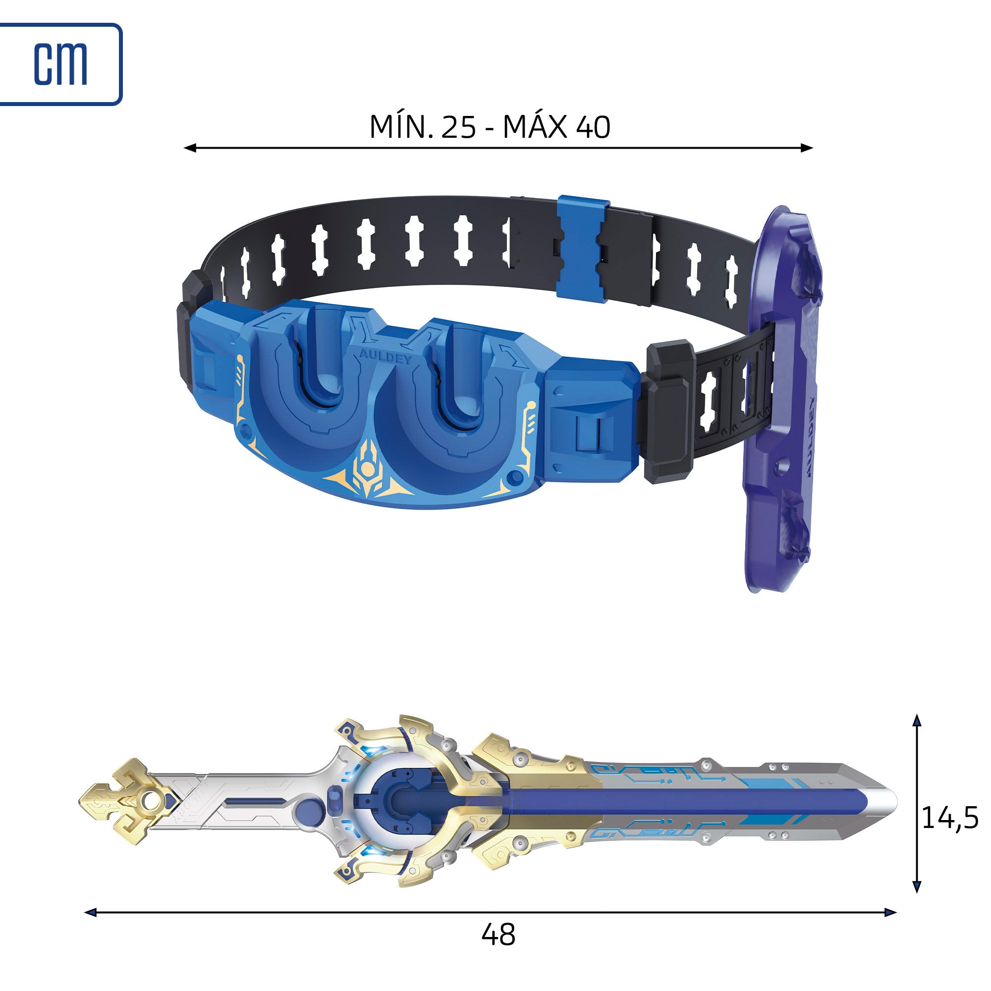 Conjunto Infinity Nado: Cinto Mestre, Espada e Pião Dragão de Água 3D