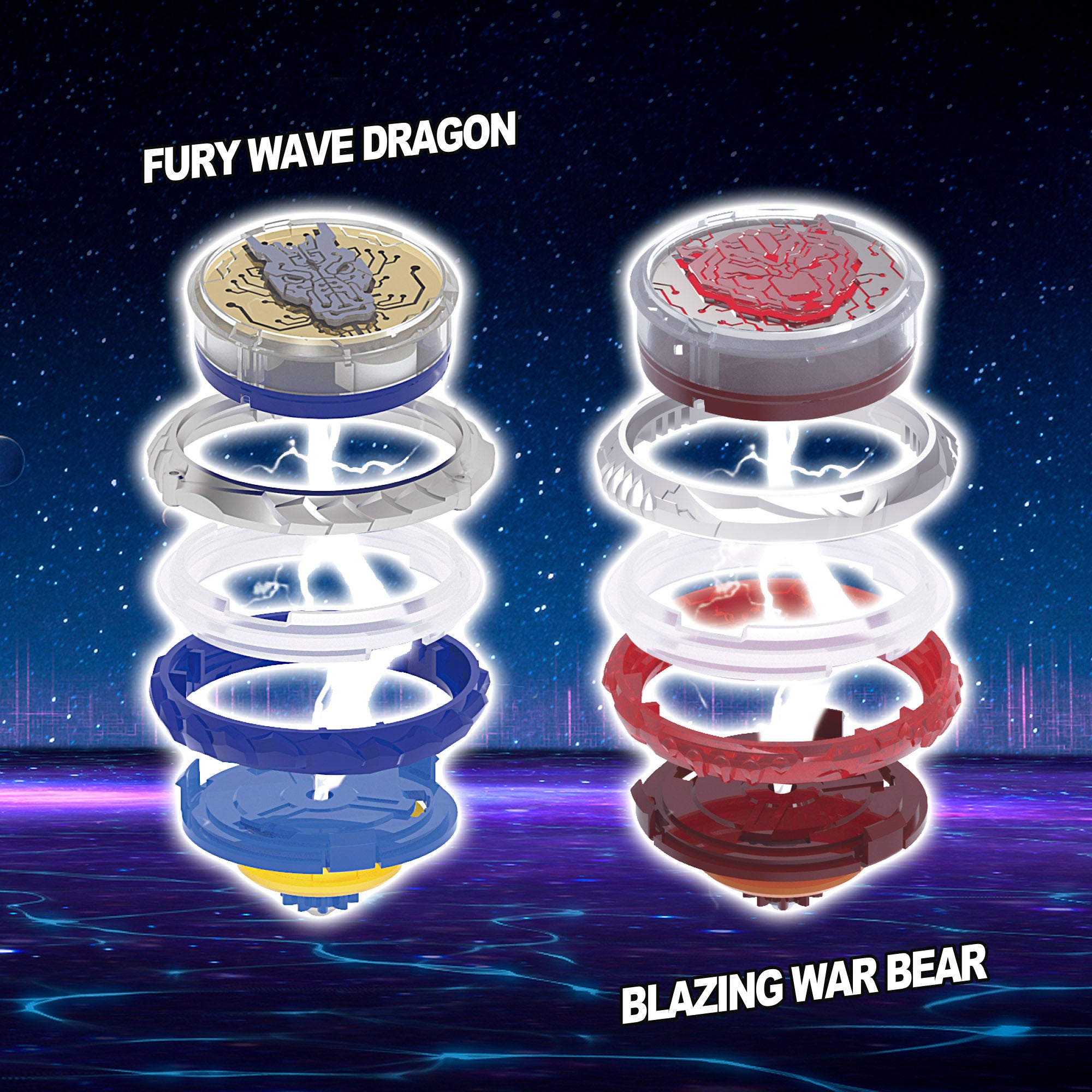 Arena Infinity Tornado Set, Espadas e Piões: Dragão da Água vs. Urso Flamejante