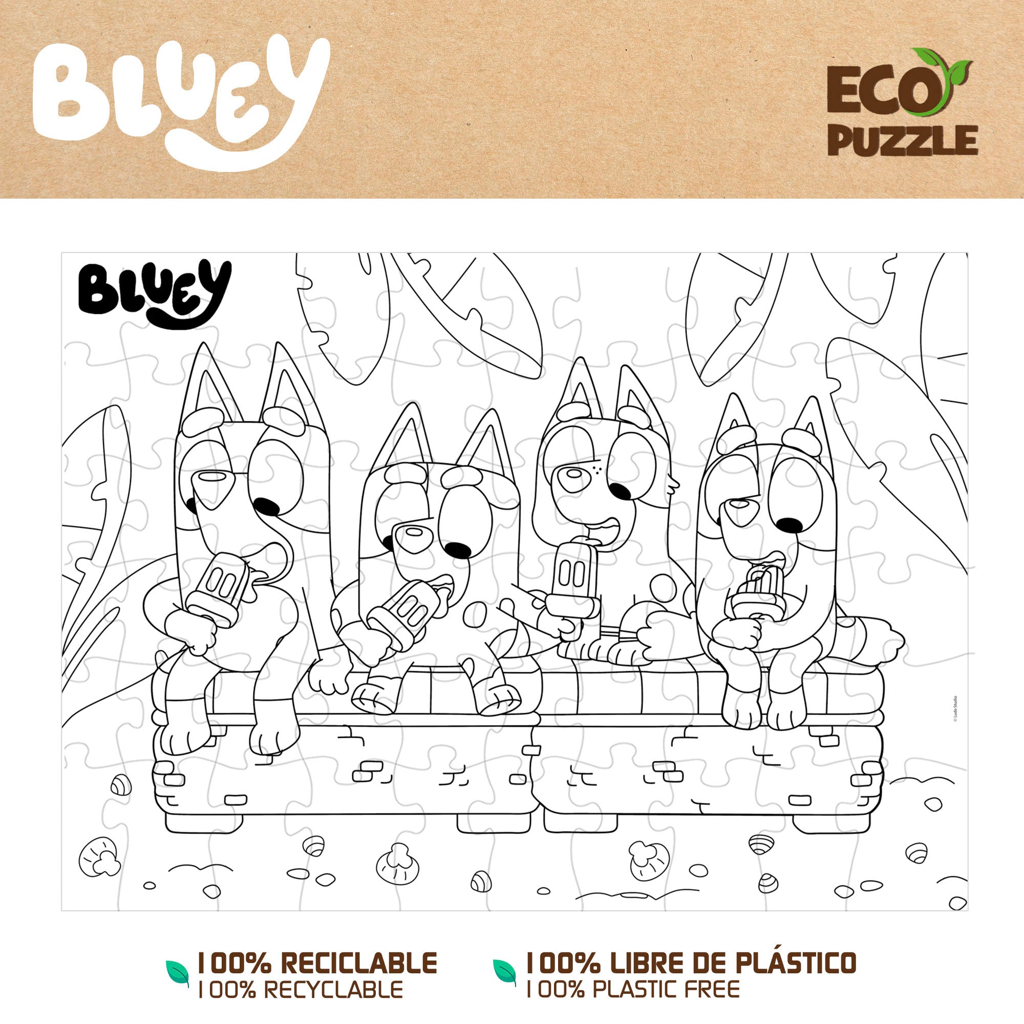 Puzzle para colorir dupla face Bluey ECO, 24 peças, tamanho XL