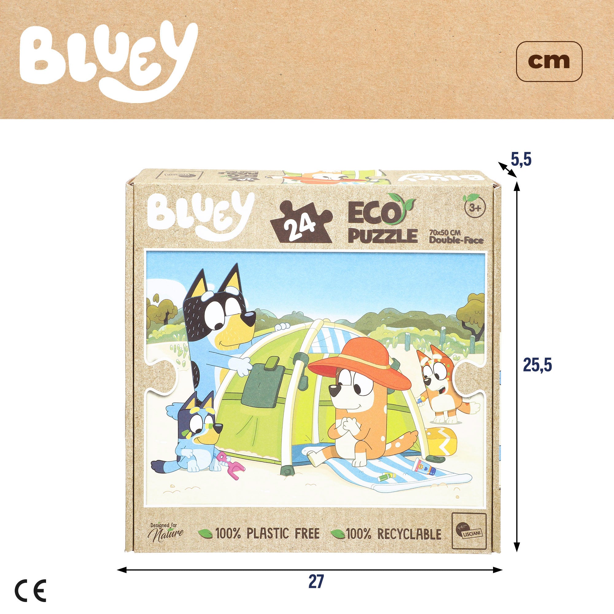 Puzzle para colorir dupla face Bluey ECO, 24 peças, tamanho XL