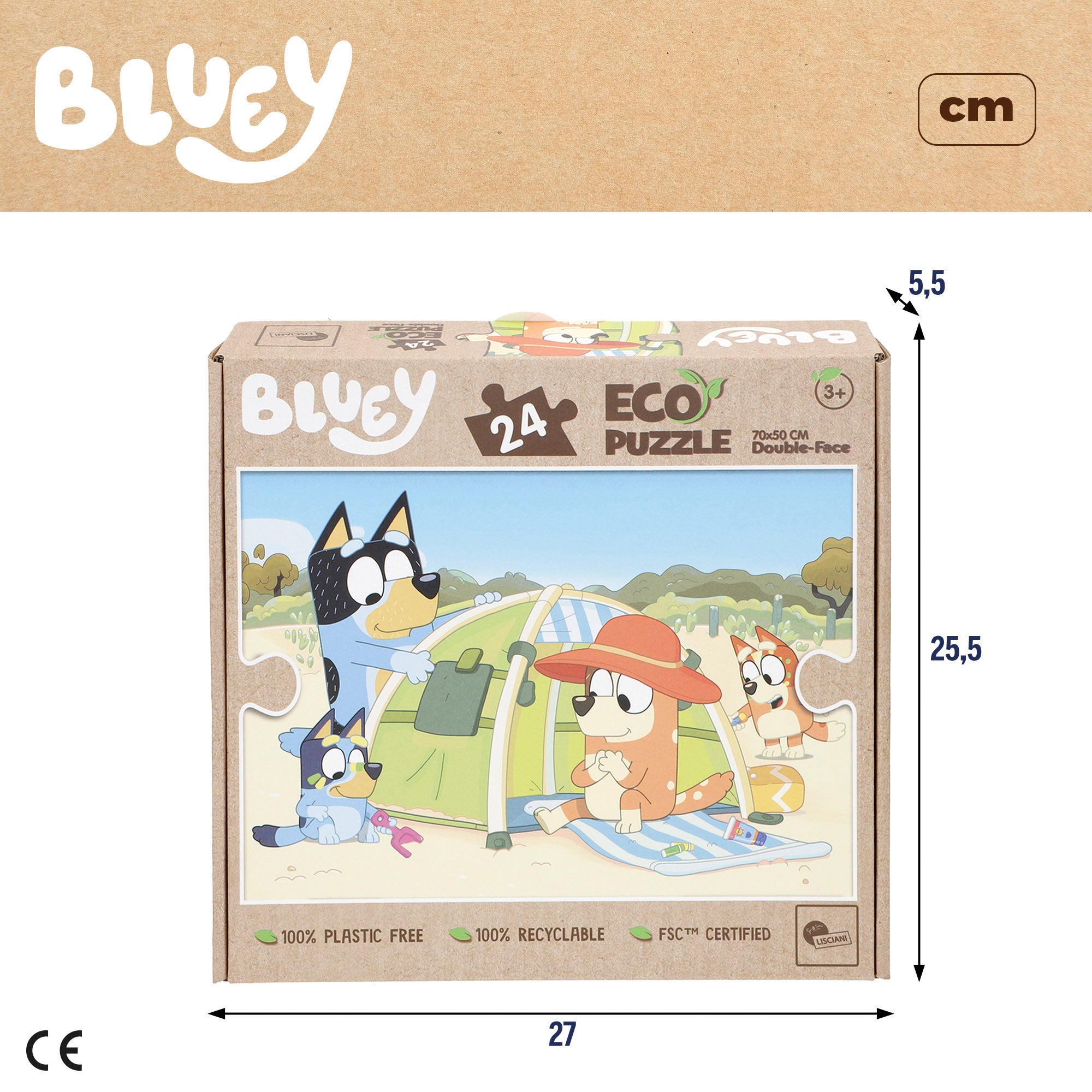 Puzzle para colorir dupla face Bluey ECO, 24 peças, tamanho XL