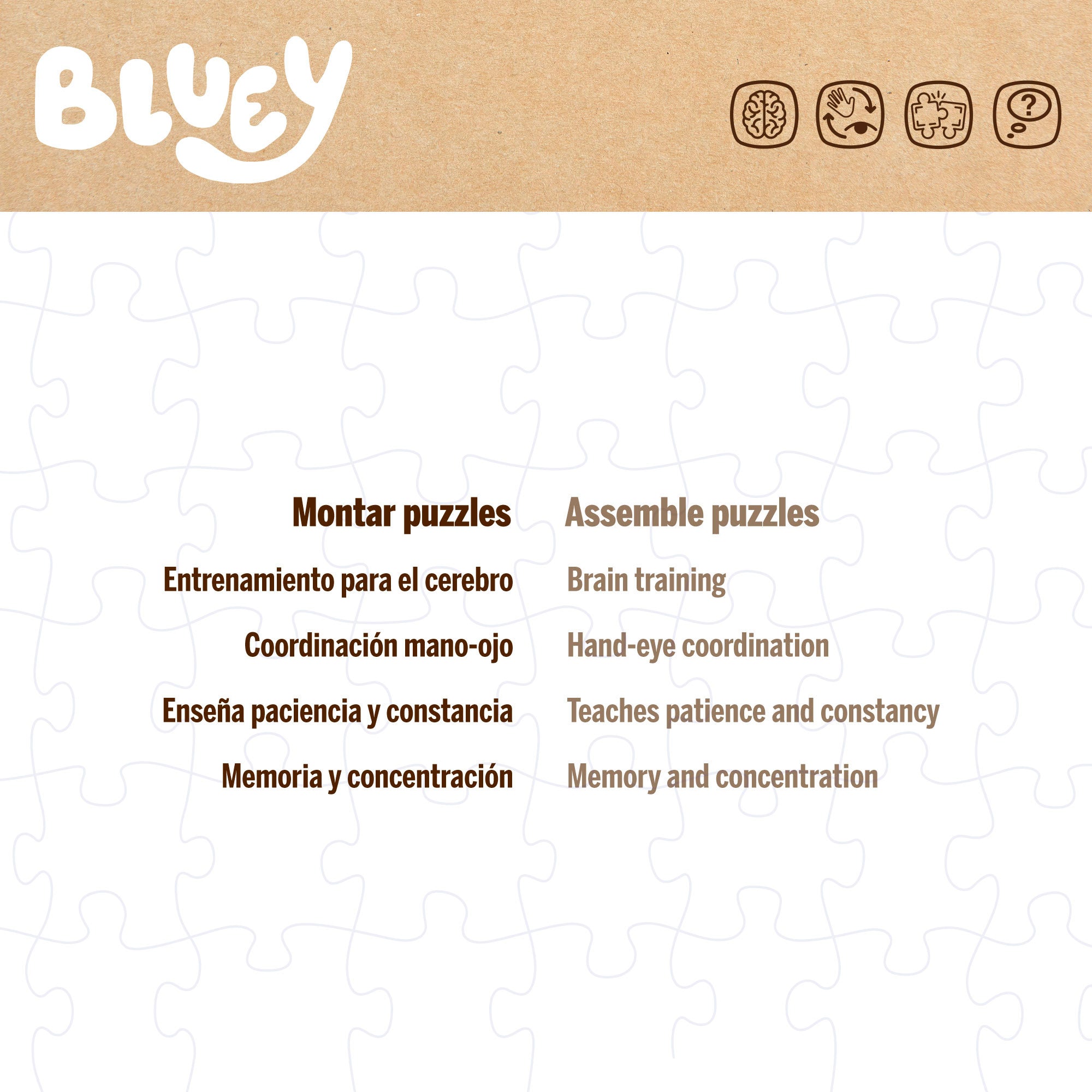 Puzzle para colorir dupla face Bluey ECO, 24 peças, tamanho XL