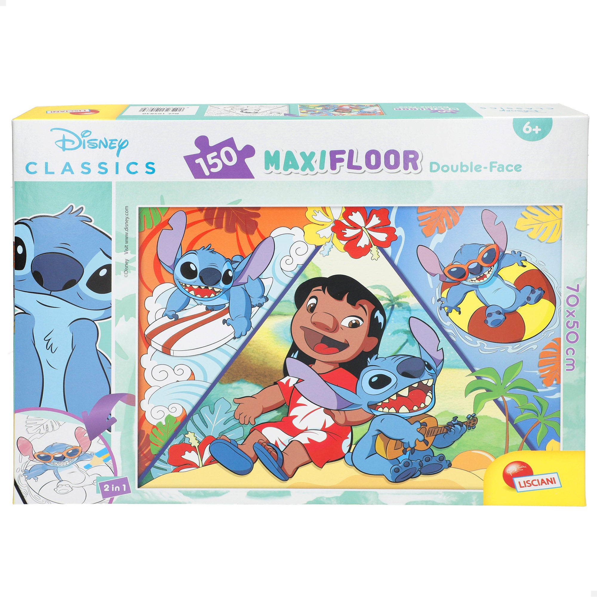 Puzzle dupla face do Stitch da Disney para colorir, 150 peças.