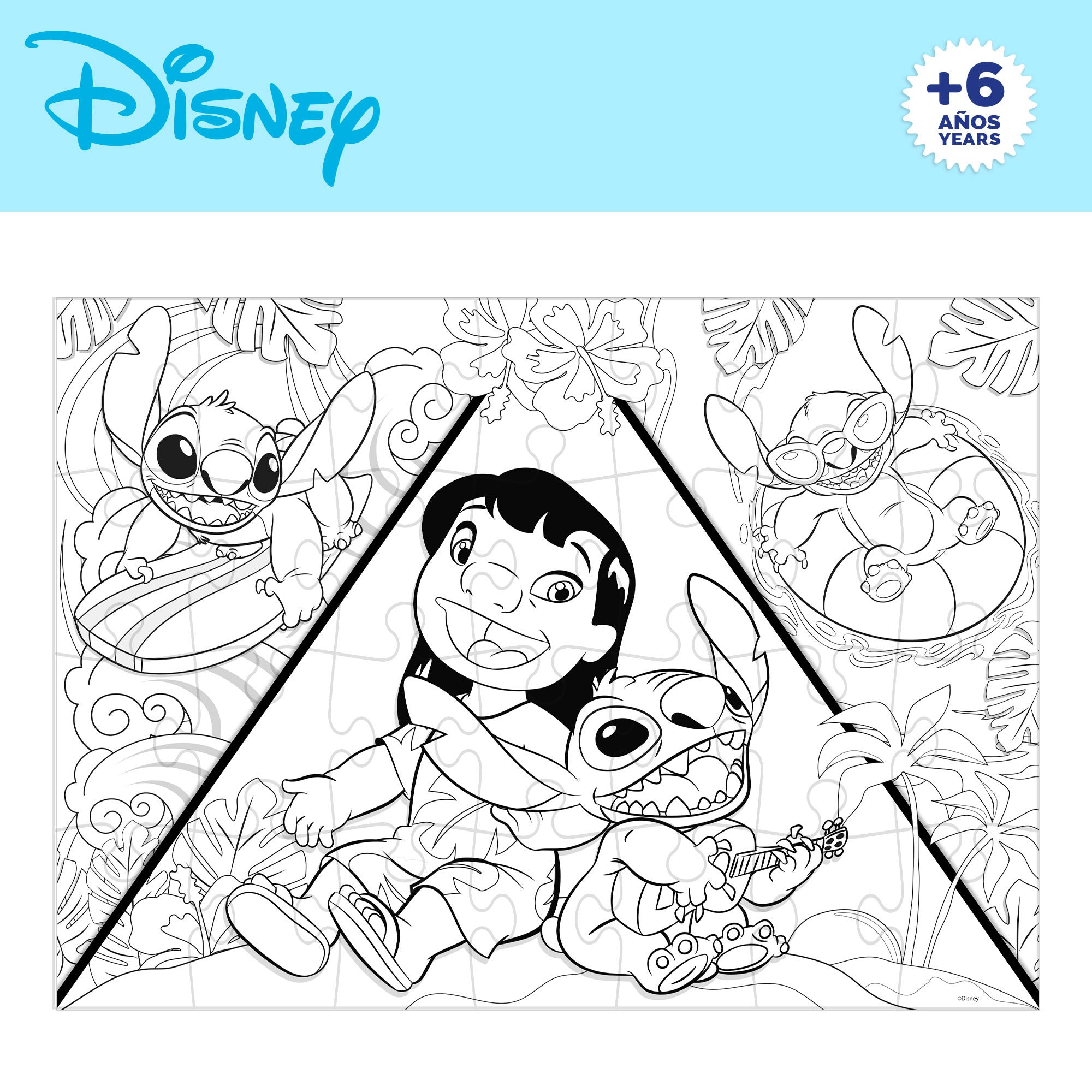Puzzle dupla face do Stitch da Disney para colorir, 150 peças.