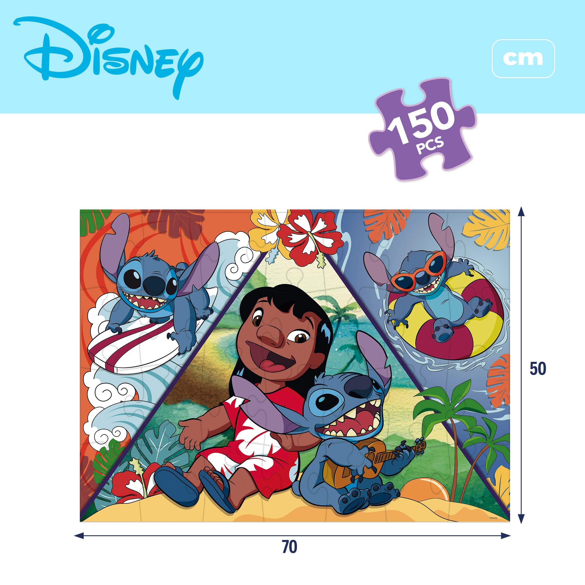 Puzzle dupla face do Stitch da Disney para colorir, 150 peças.