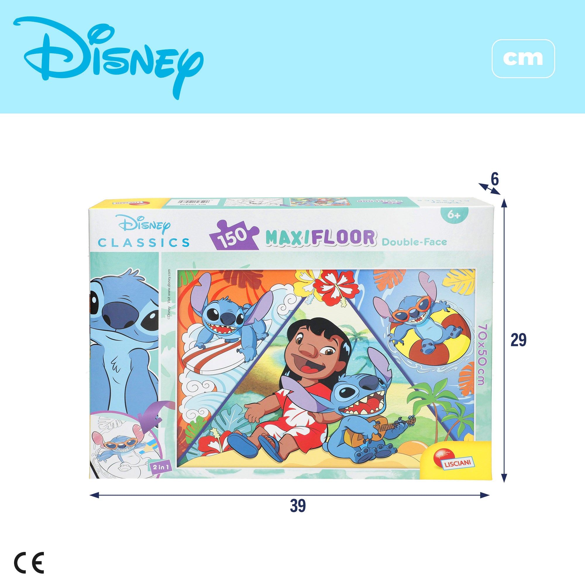 Puzzle dupla face do Stitch da Disney para colorir, 150 peças.