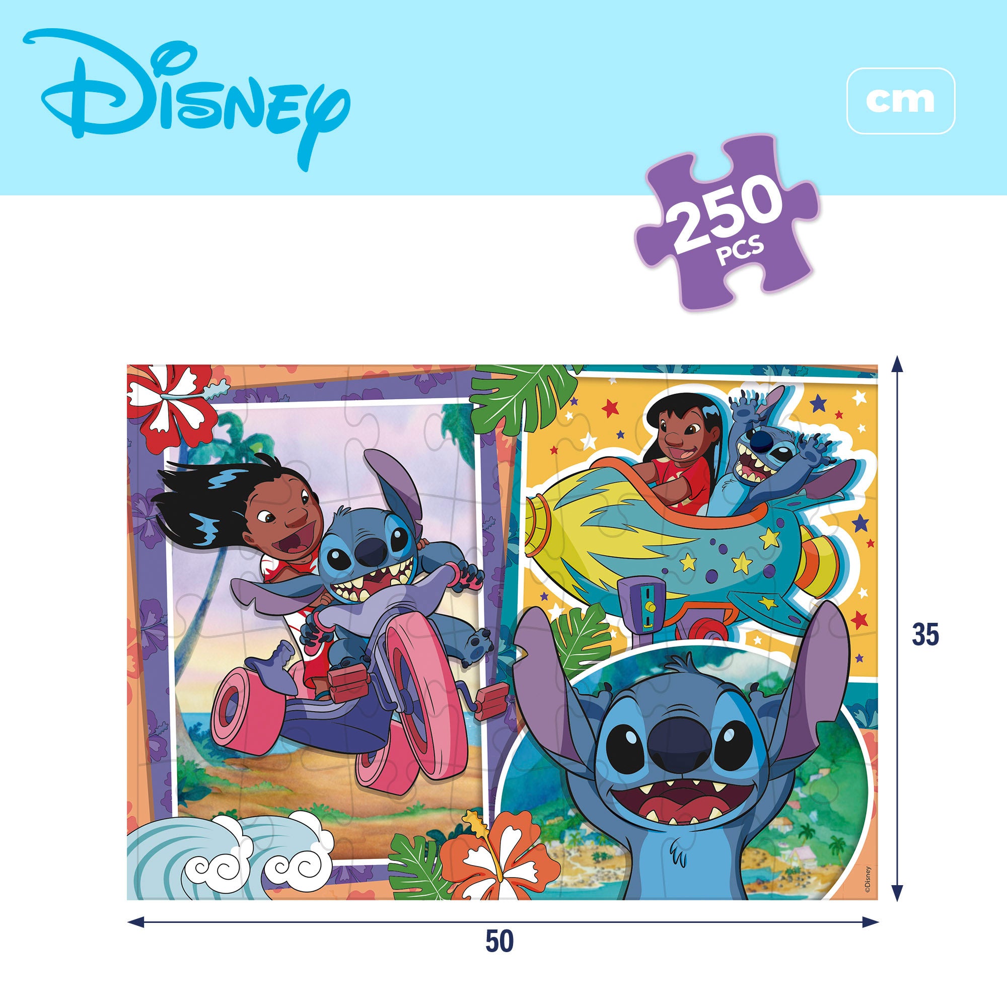 Puzzle dupla face do Stitch da Disney para colorir, 250 peças.
