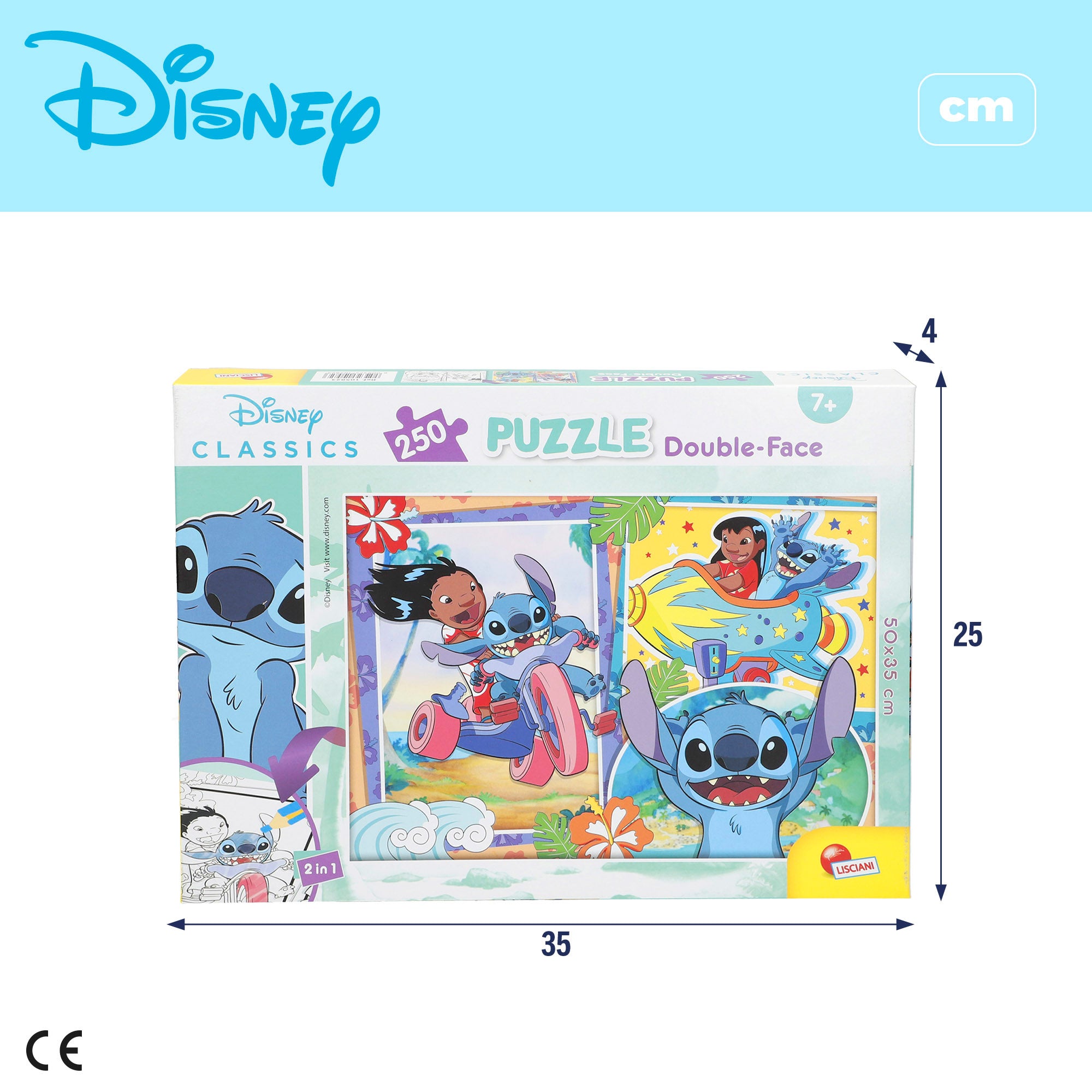 Puzzle dupla face do Stitch da Disney para colorir, 250 peças.