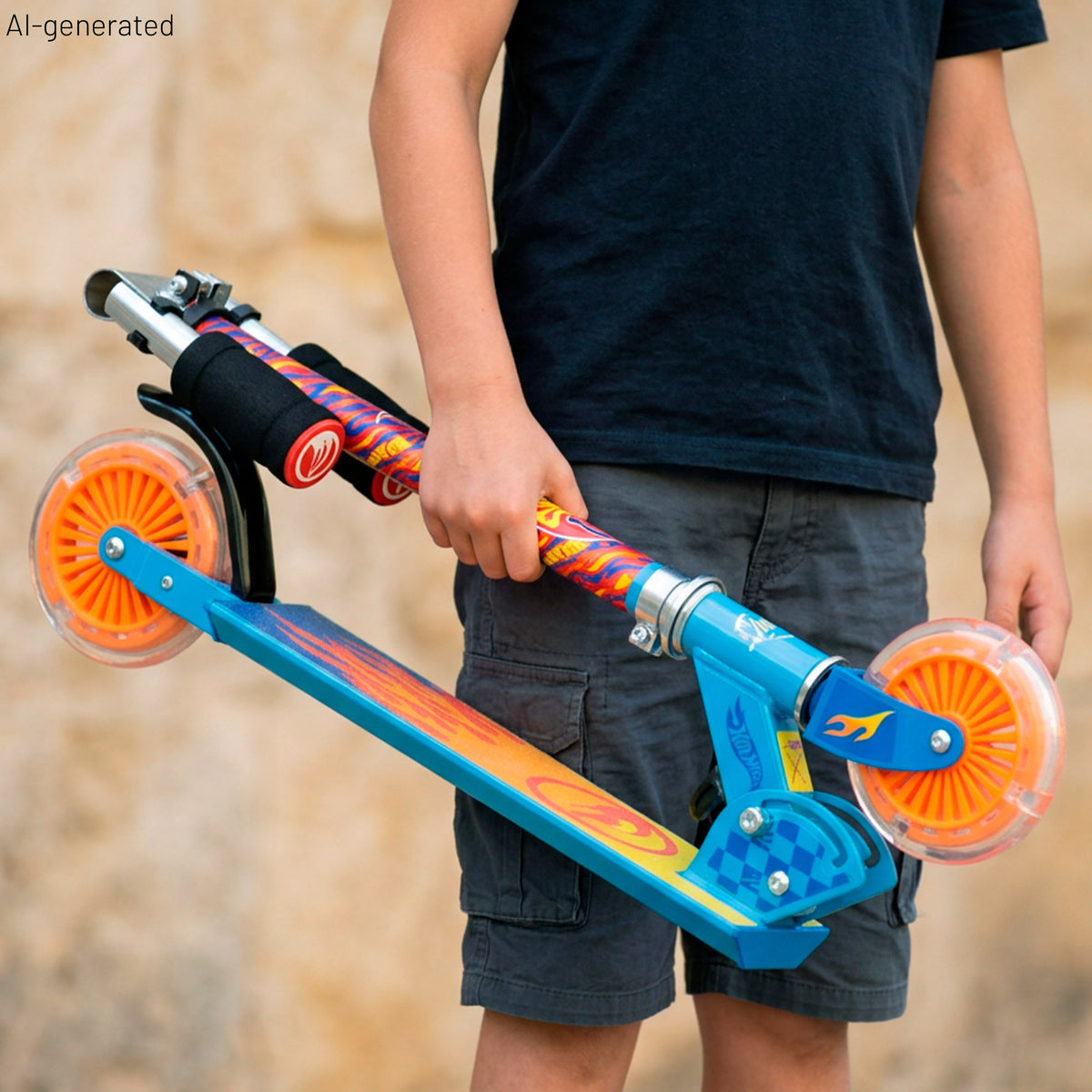 Hot Wheels Trotinete de 2 rodas dobrável com luzes e guiador ajustável
