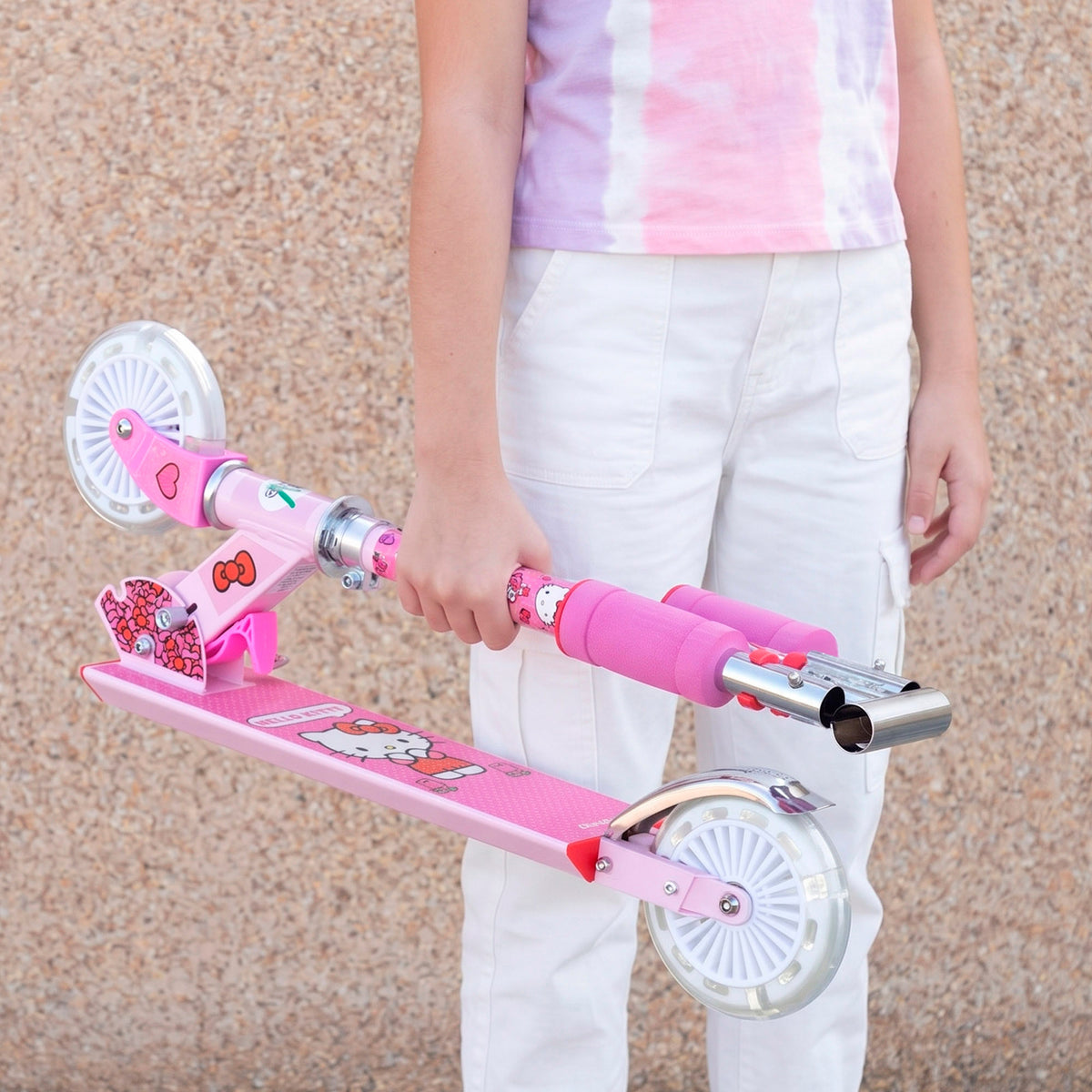 Hello Kitty Trotinete Dobrável de 2 Rodas com Luzes