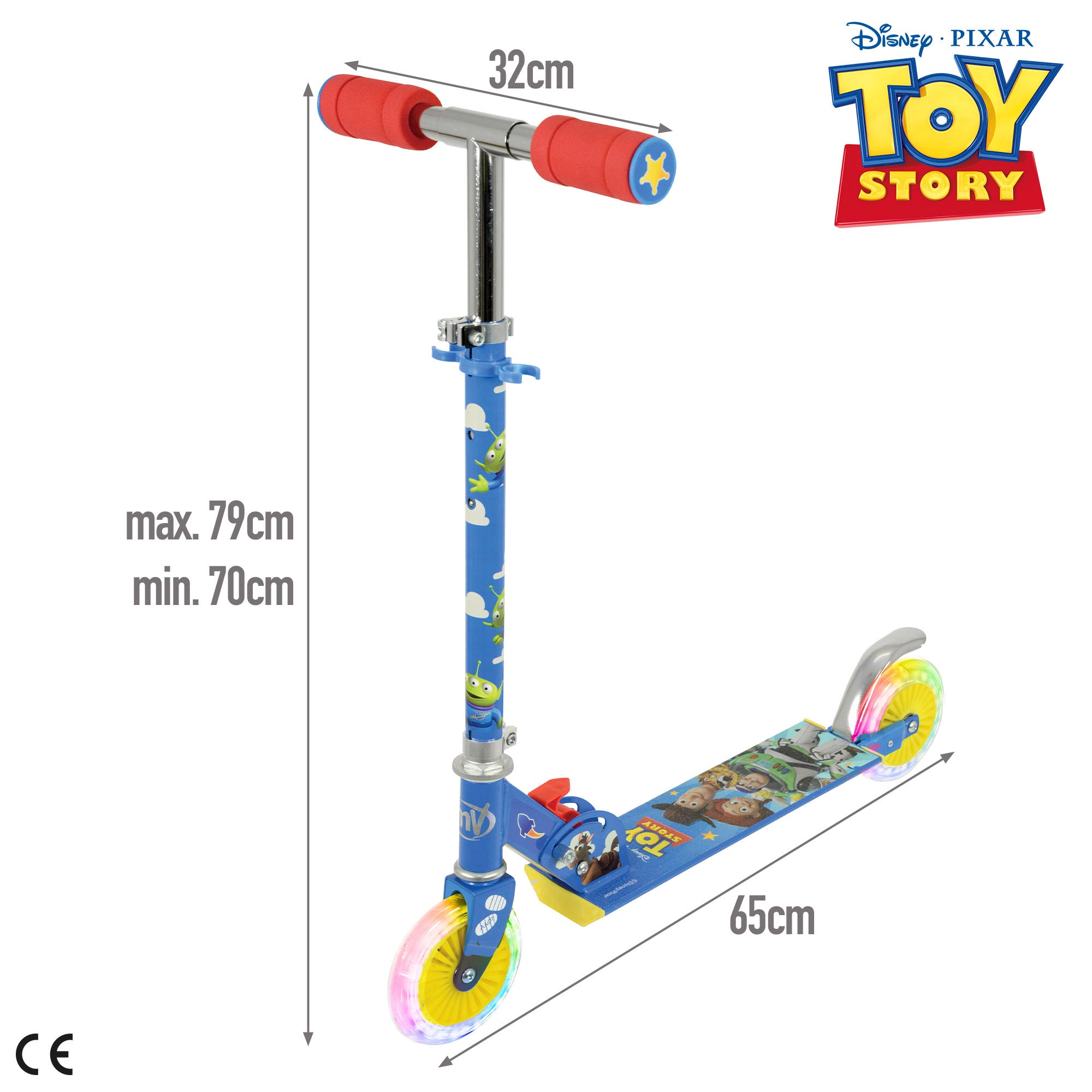 Toy Story Trotinete dobrável 2 rodas com luzes