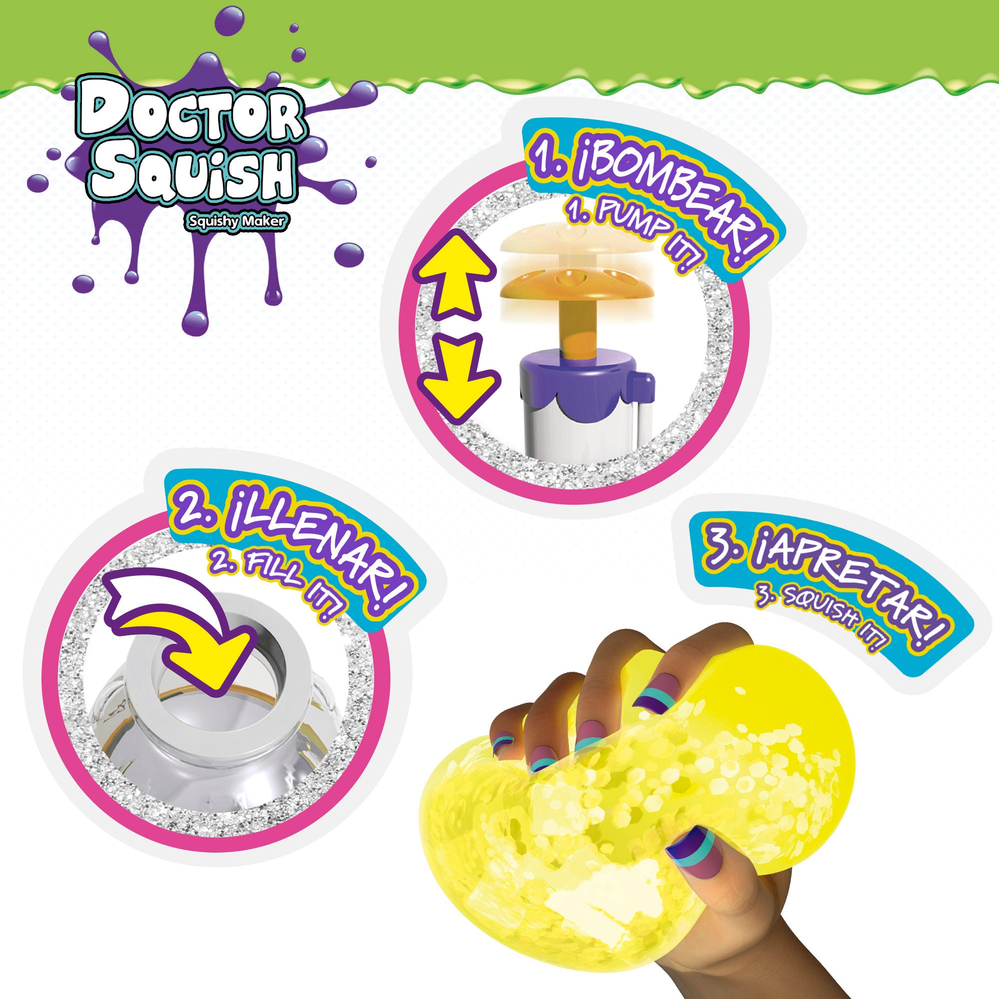 Doctor Squish Factory Station Squishies Balls Edição Neon