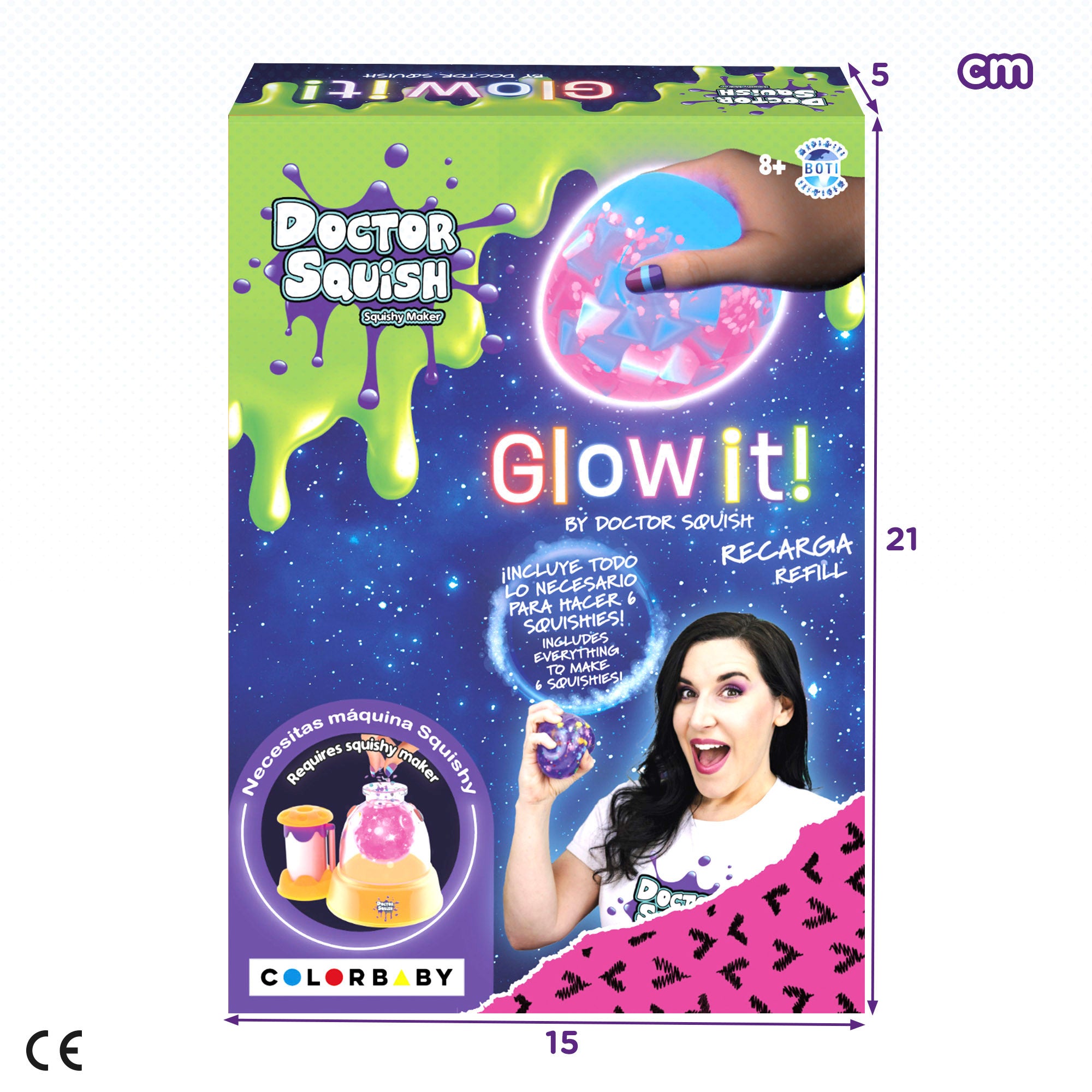 Doctor Squish Recharge Glow it! Pack de 6 squishies e acessórios.