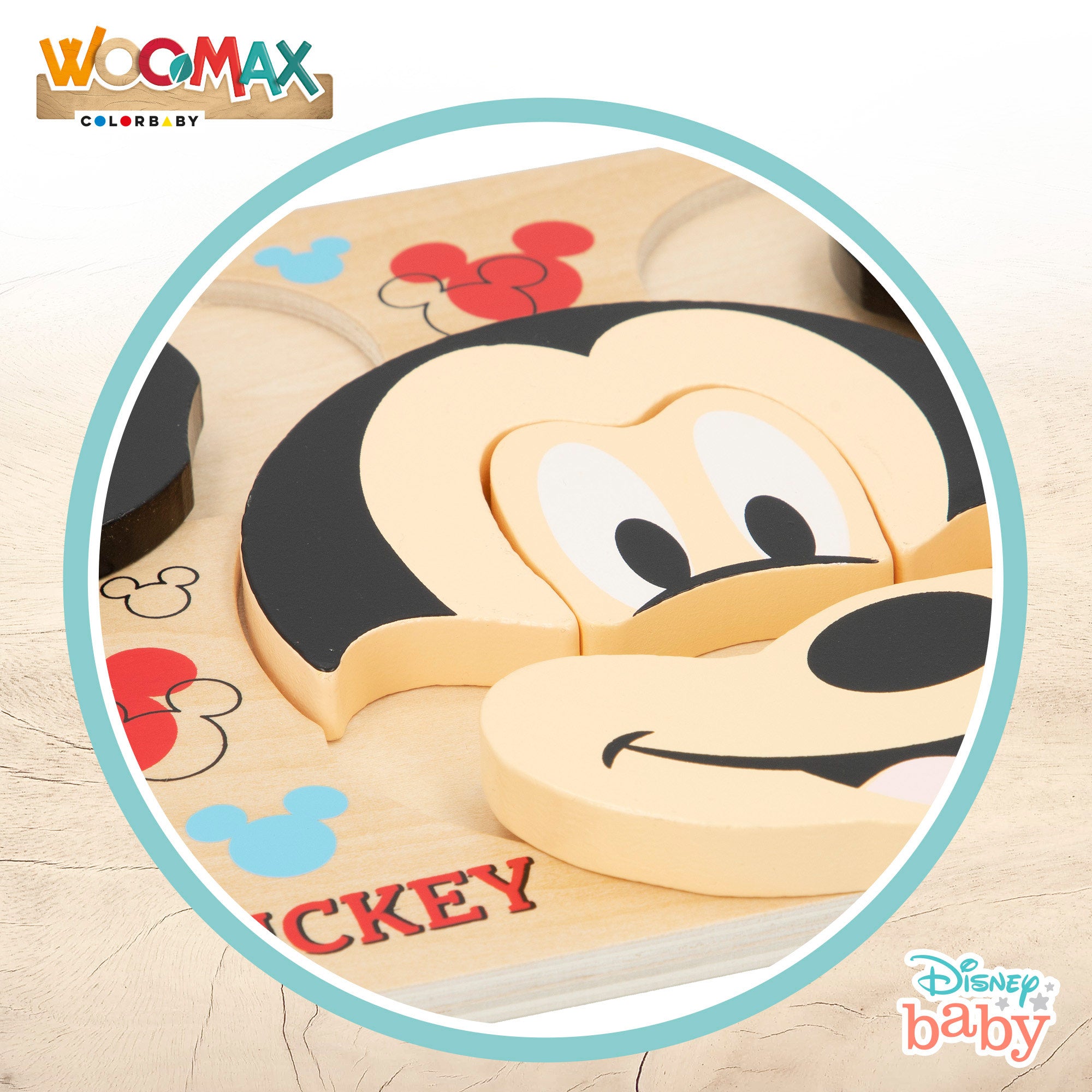 Puzzle de madeira WOOMAX Disney Mickey Mouse, 6 peças
