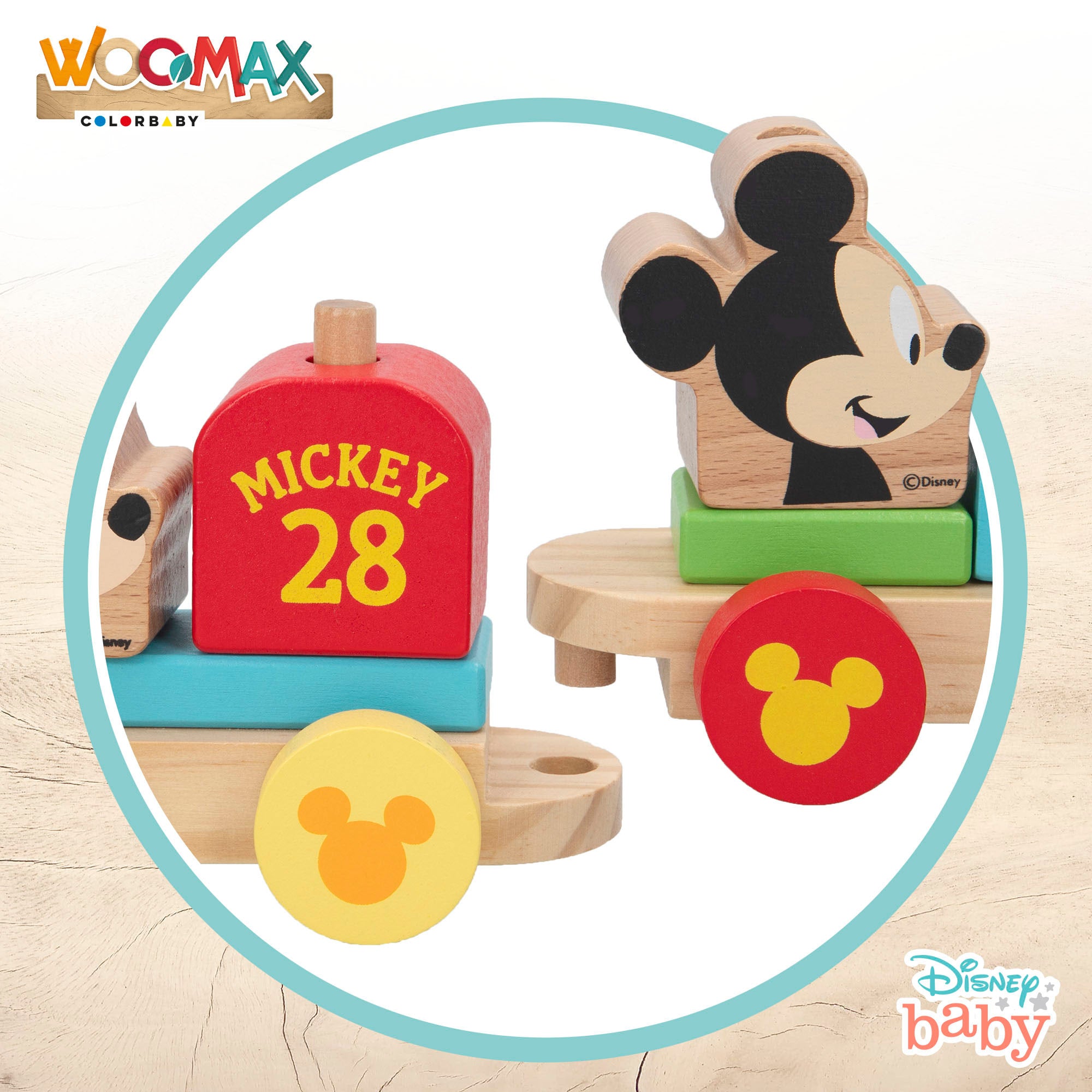 WOOMAX Disney Comboio de Madeira Mickey e Minnie