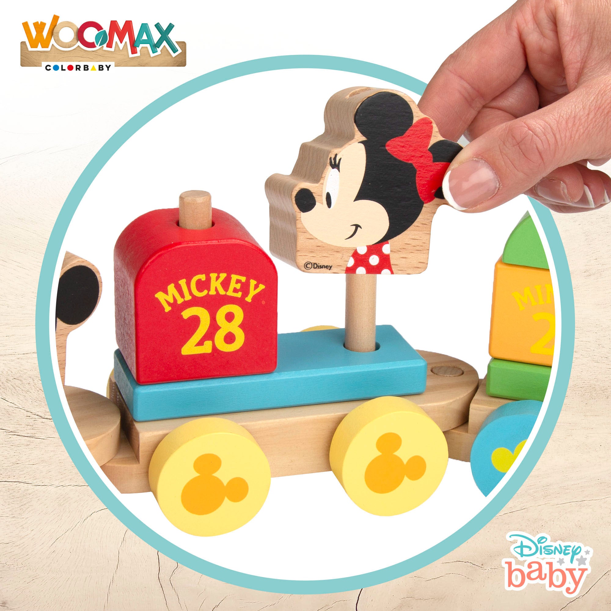 WOOMAX Disney Comboio de Madeira Mickey e Minnie