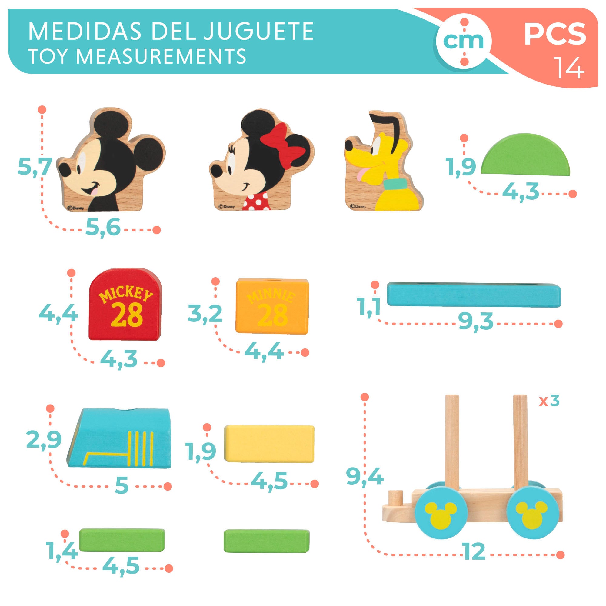 WOOMAX Disney Comboio de Madeira Mickey e Minnie