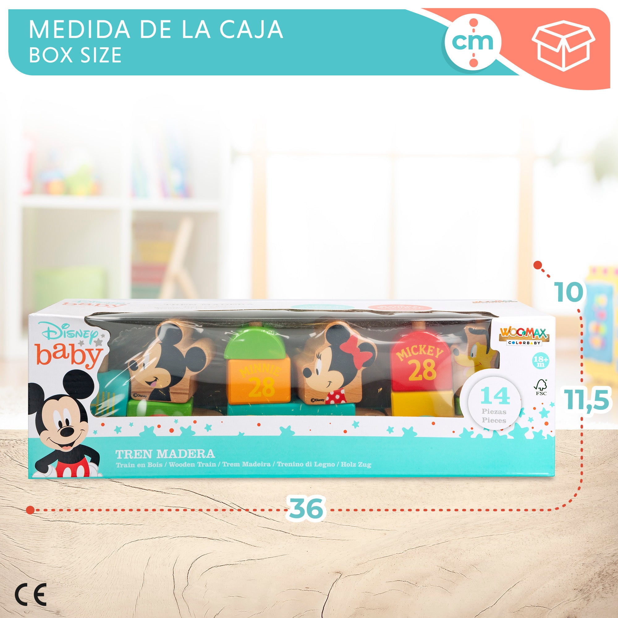 WOOMAX Disney Comboio de Madeira Mickey e Minnie