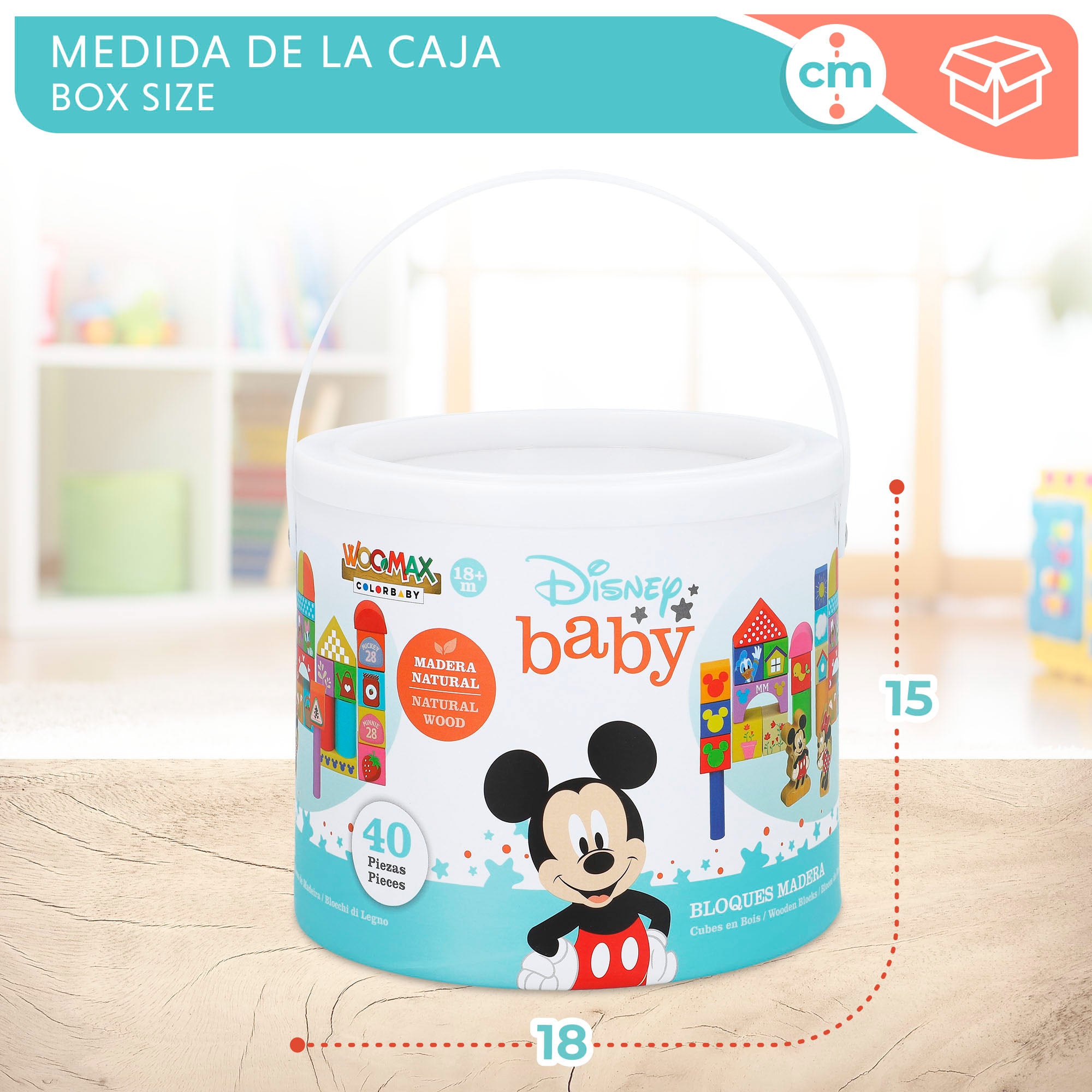 WOOMAX Blocos de Madeira Disney para Bebé - 40 Peças