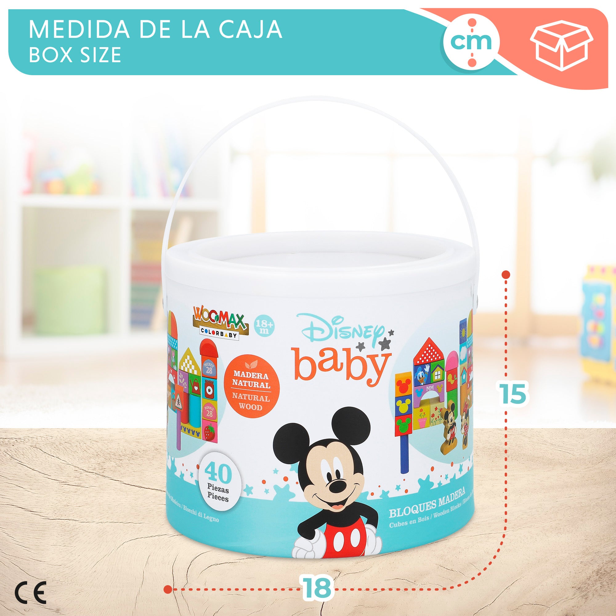 WOOMAX Blocos de Madeira Disney para Bebé - 40 Peças