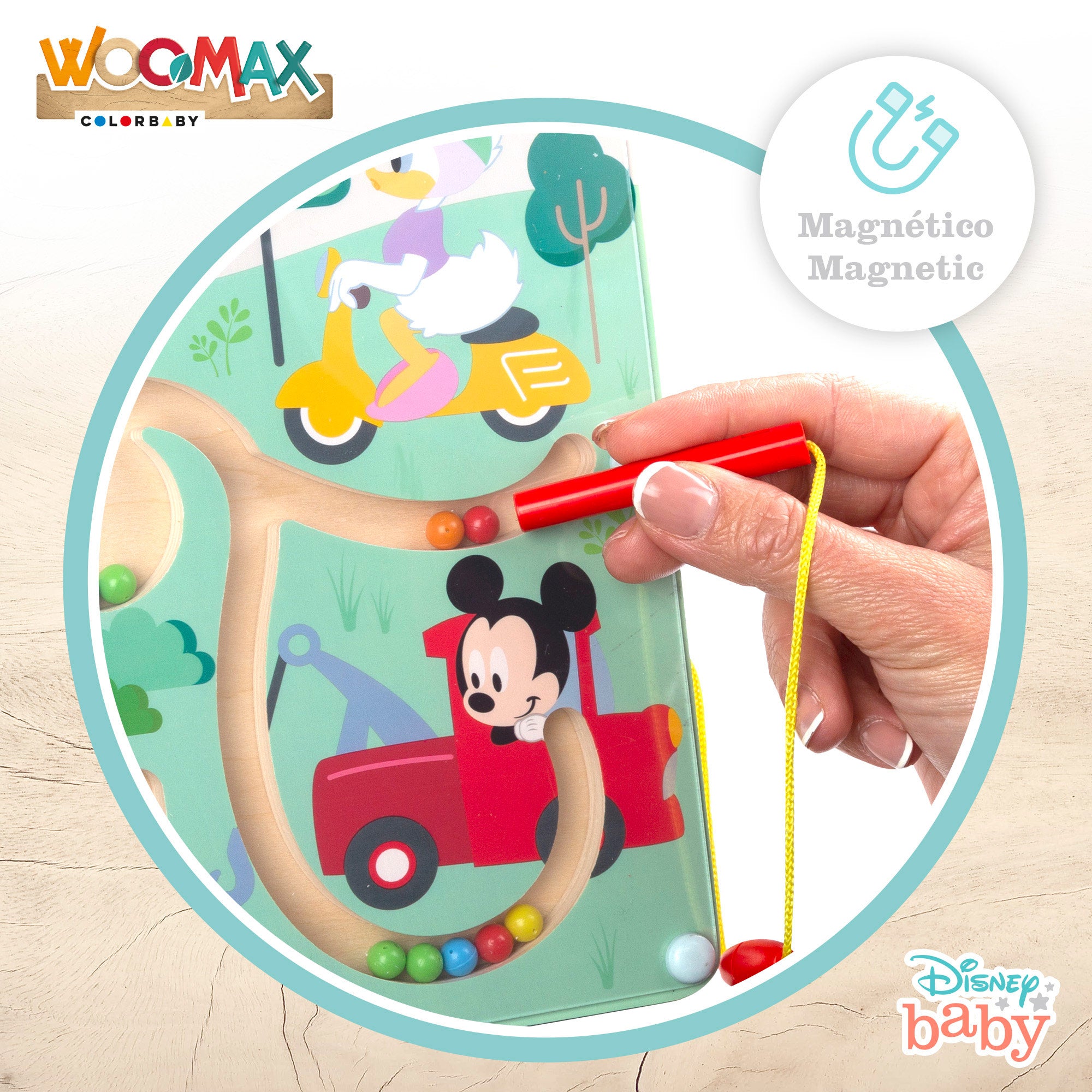 Labirinto Magnético em Madeira WOOMAX Disney Mickey e Minnie